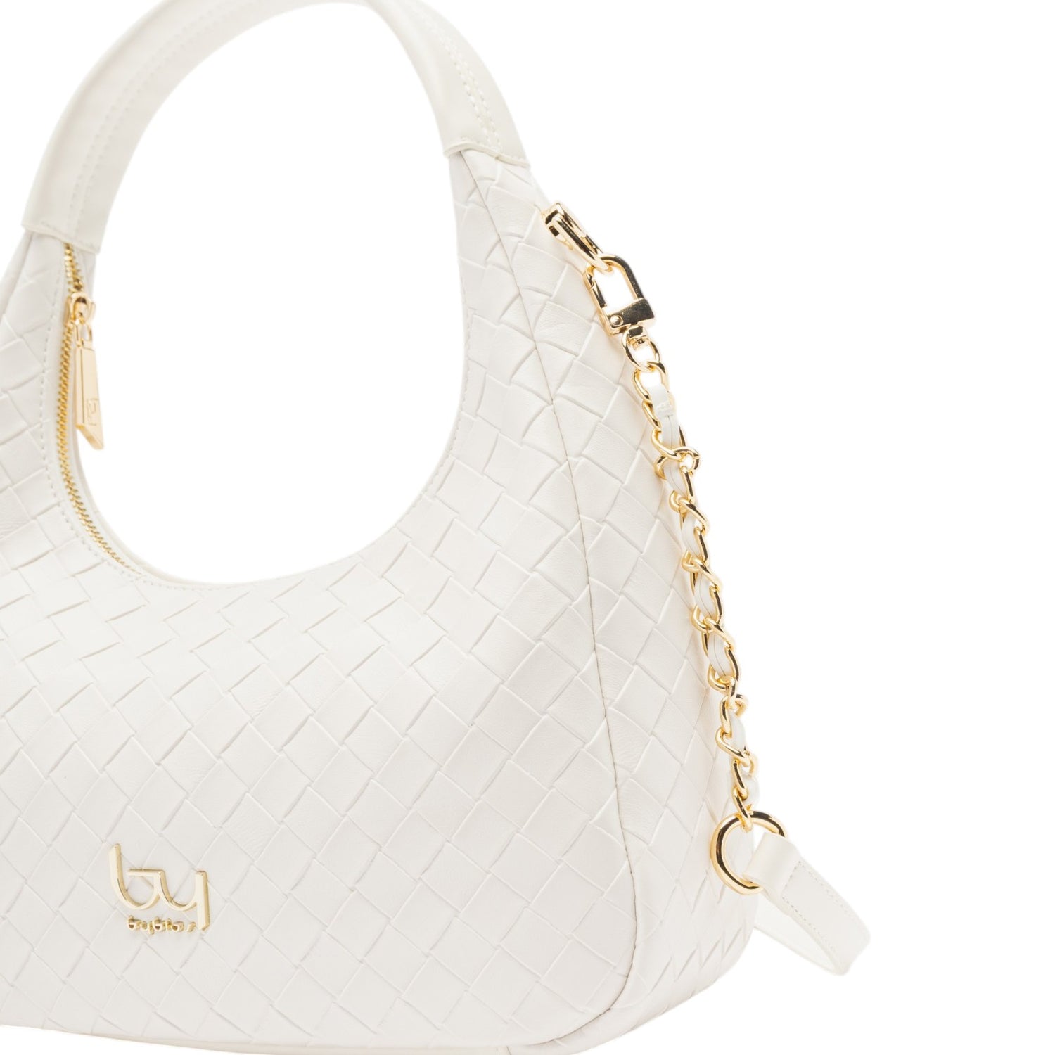 By Byblos Borsa a Spalla Donna in Ecopelle Intrecciata Bianca con Tracolla