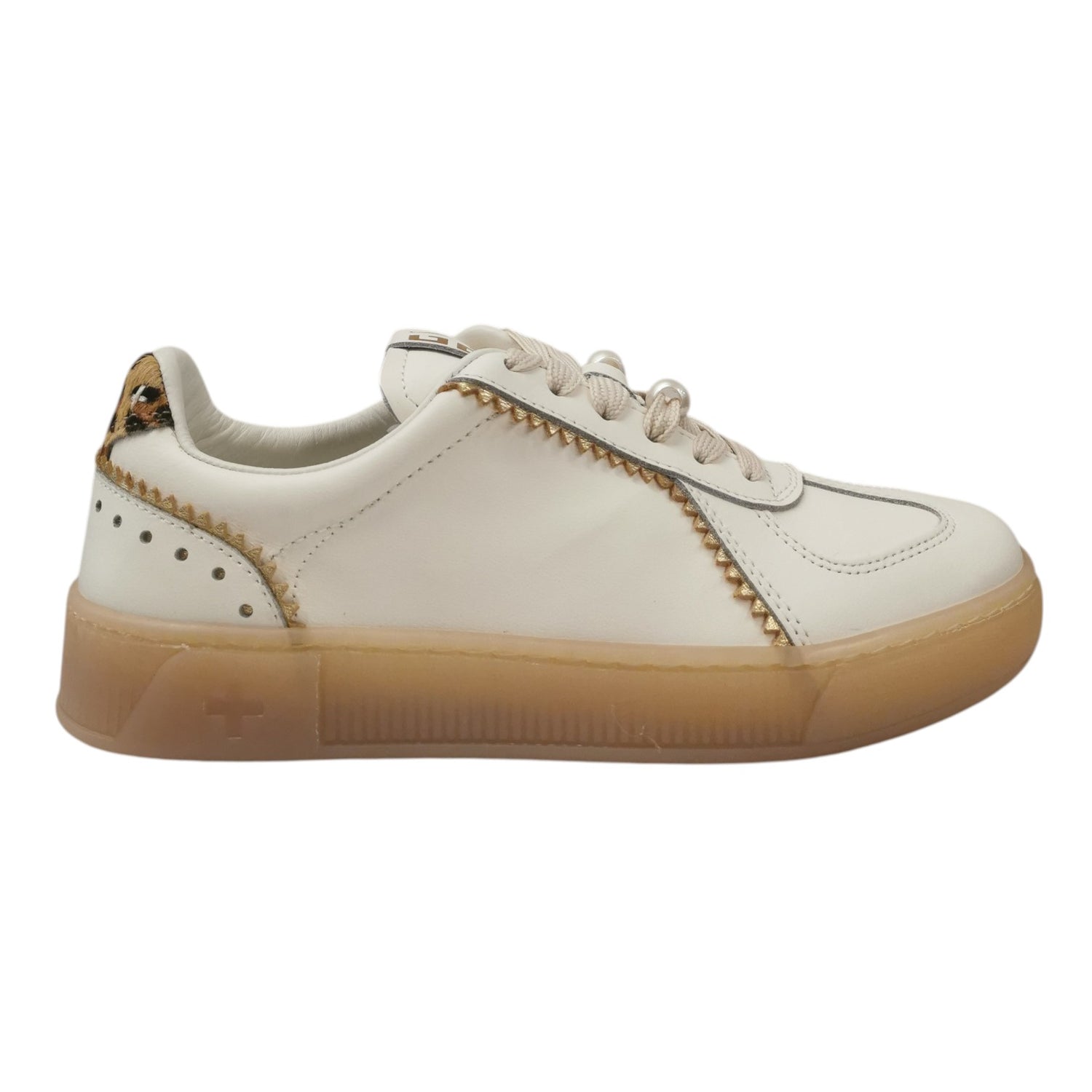 Gio+ Sneakers Donna in Pelle Bianca con Perle