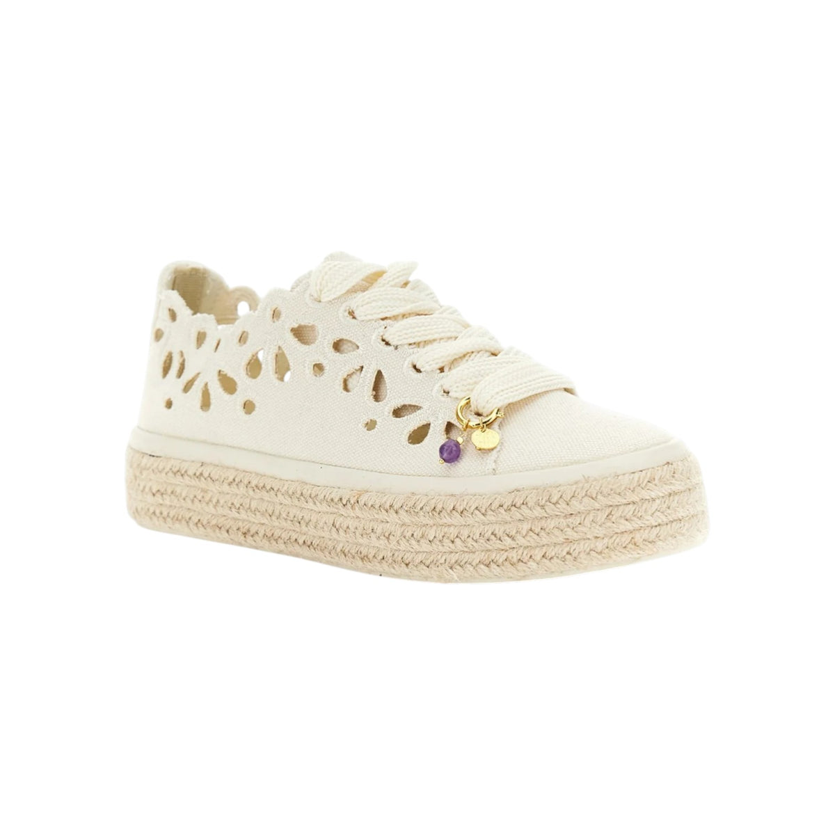CafèNoir Sneakers Platform Donna in Tessuto Traforato Beige