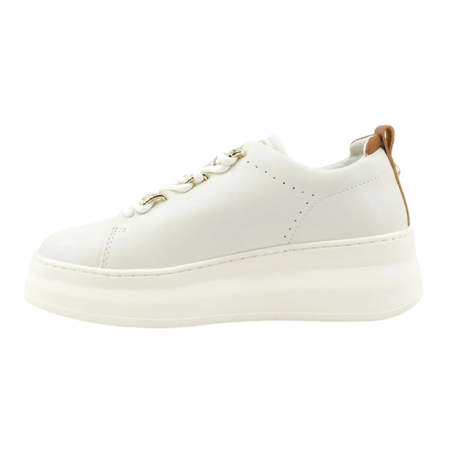 CafèNoir Sneakers Donna Bianca con Dettaglio Cuoio