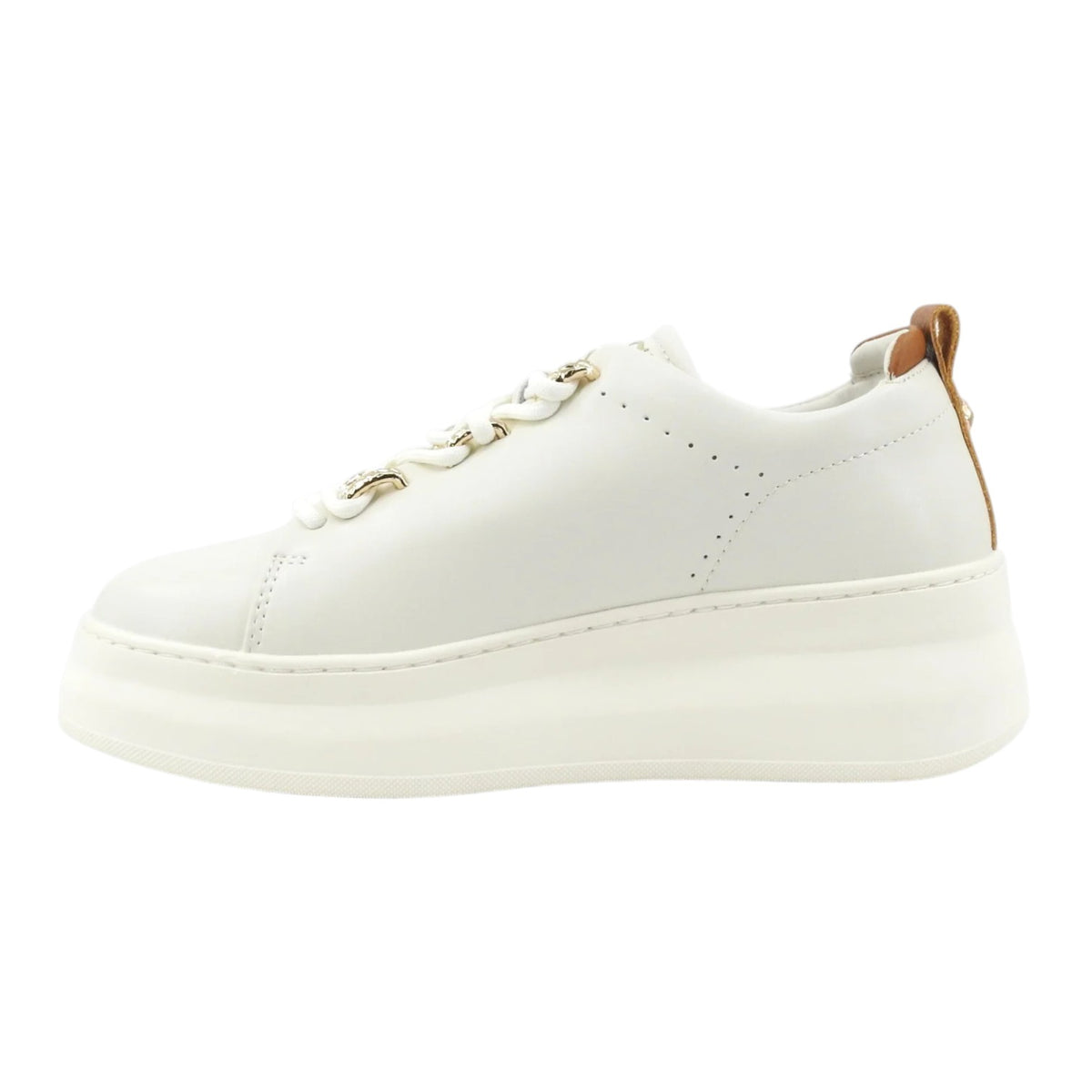 CafèNoir Sneakers Donna Bianca con Dettaglio Cuoio