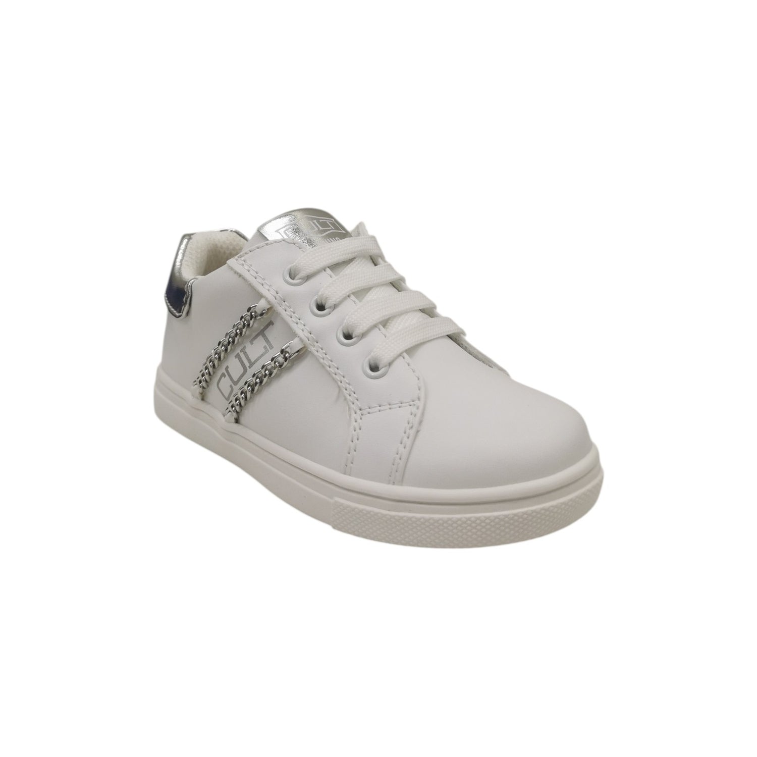 Cult Young Sneakers Bambina Bianca Argento con Catena