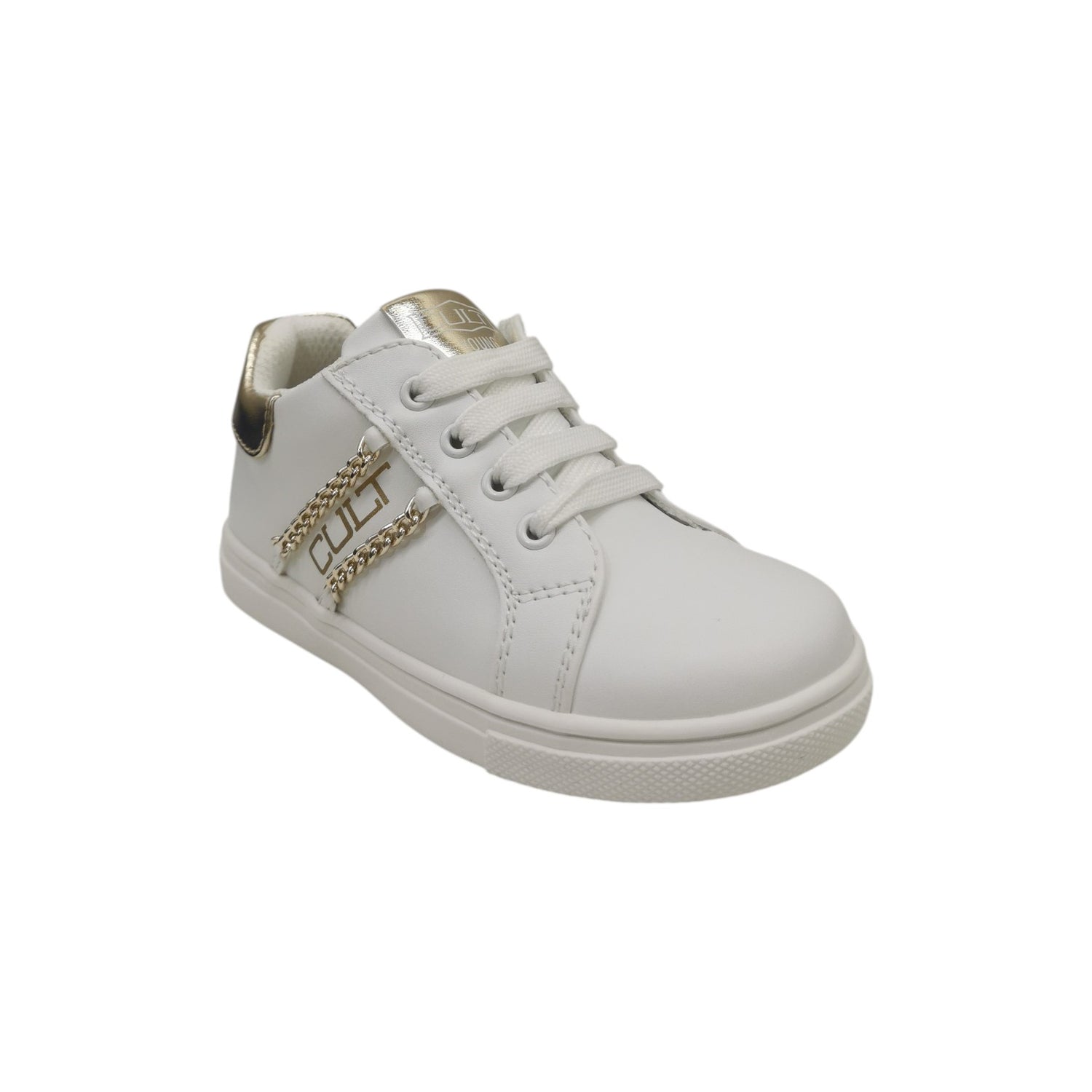 Cult Young Sneakers Bambina Bianca Oro con Catena