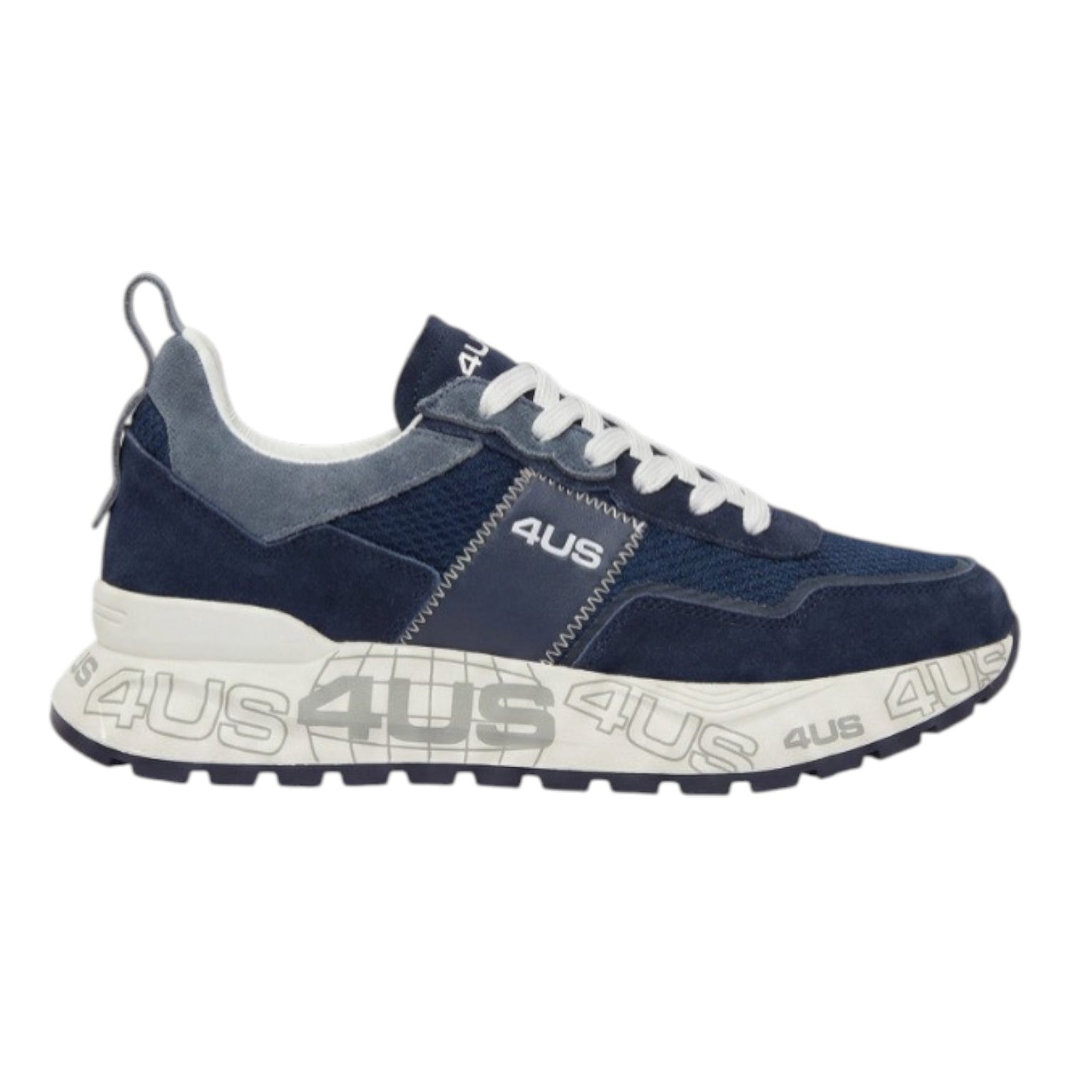 4Us Sneakers Uomo Blu con Logo