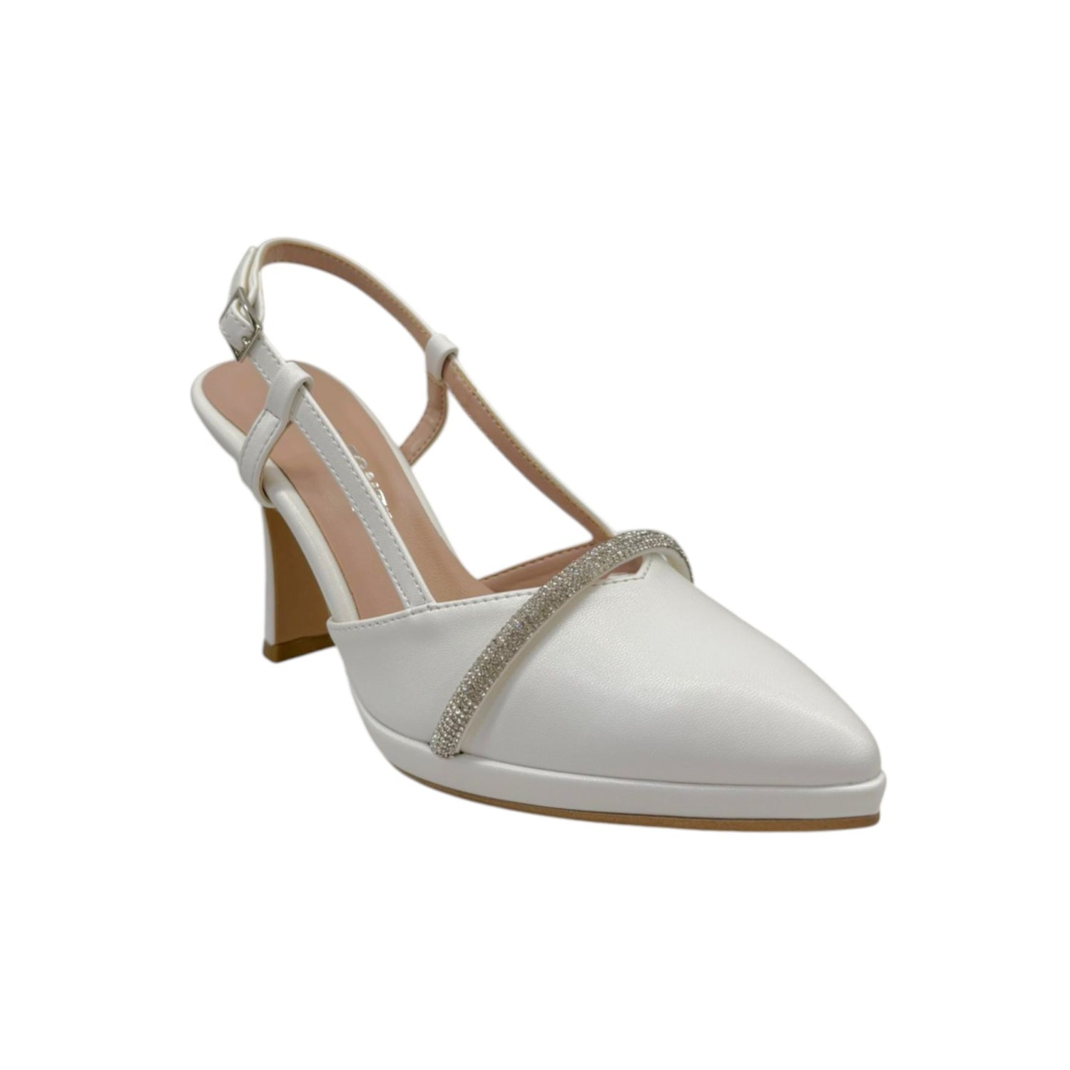 Della Fonte Chanelle Donna Bianca con Strass e Tacco Alto 100mm