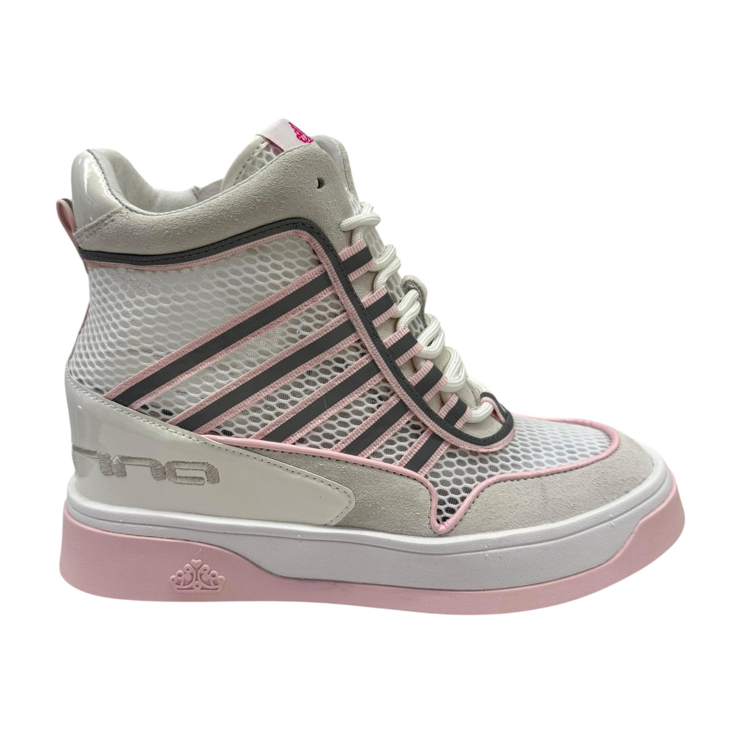 Fornarina Daisy Sneakers Alta Donna Bianca Rosa con Zeppa Alta 80mm