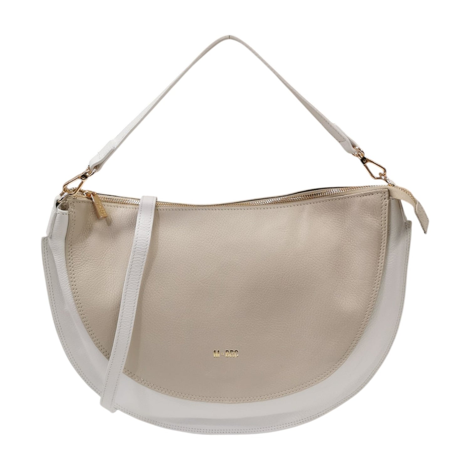 M Brc Borsa a Spalla Mezzaluna Grande Donna Linea Sole Bianco Avorio