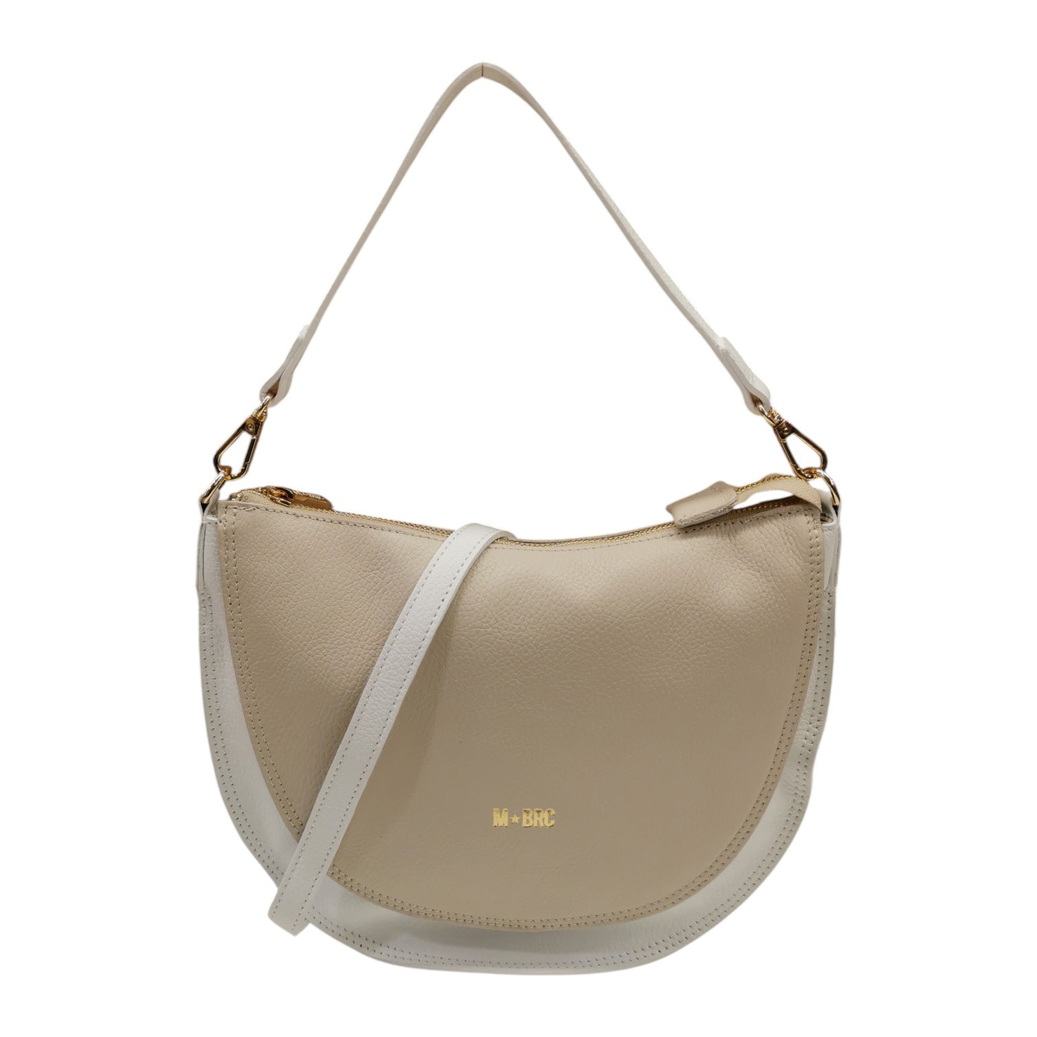M Brc Borsa a Spalla Mezzaluna Media Donna Linea Sole Bianco Avorio