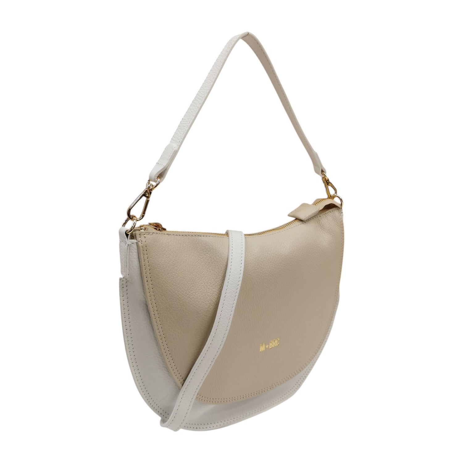 M Brc Borsa a Spalla Mezzaluna Media Donna Linea Sole Bianco Avorio