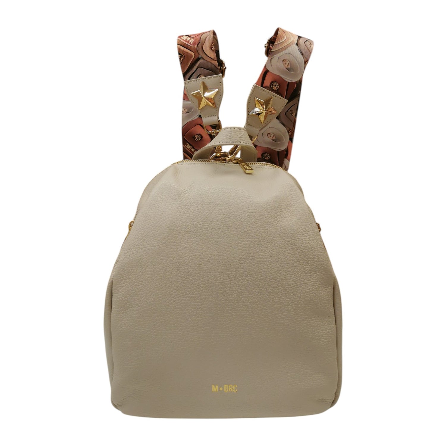 M Brc Zaino Donna Linea Obona Avorio con Tasche Frontali e Doppi Spallacci