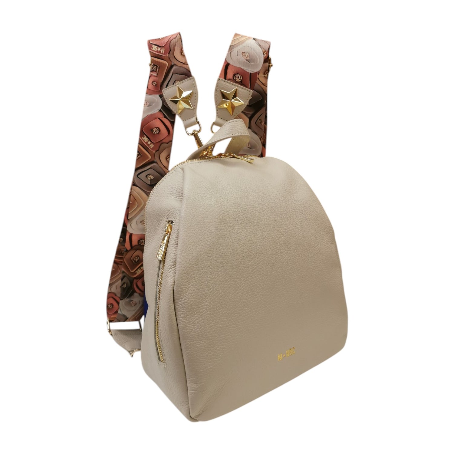 M Brc Zaino Donna Linea Obona Avorio con Tasche Frontali e Doppi Spallacci