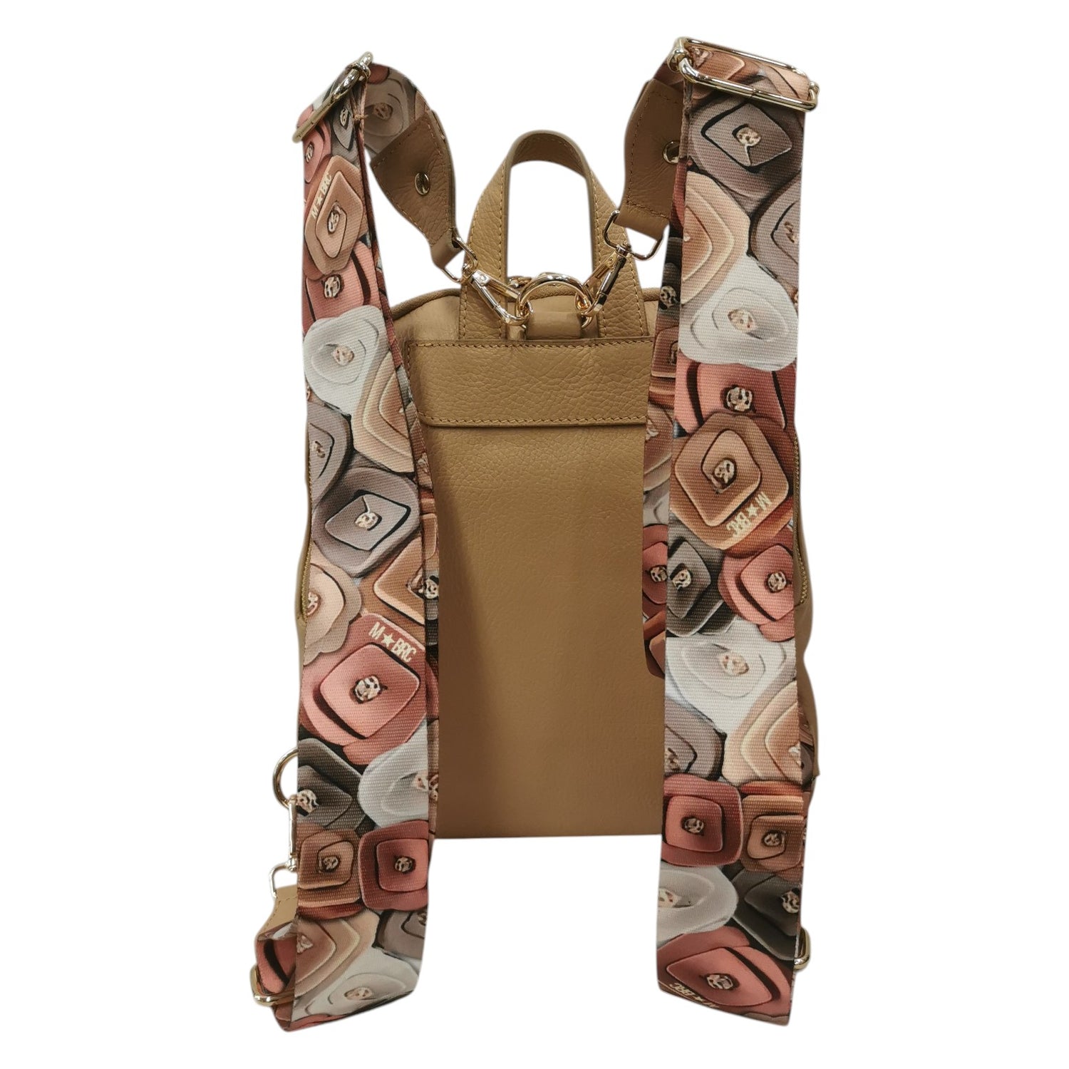 M Brc Zaino Donna Linea Obona Cammello con Tasche Frontali e Doppi Spallacci