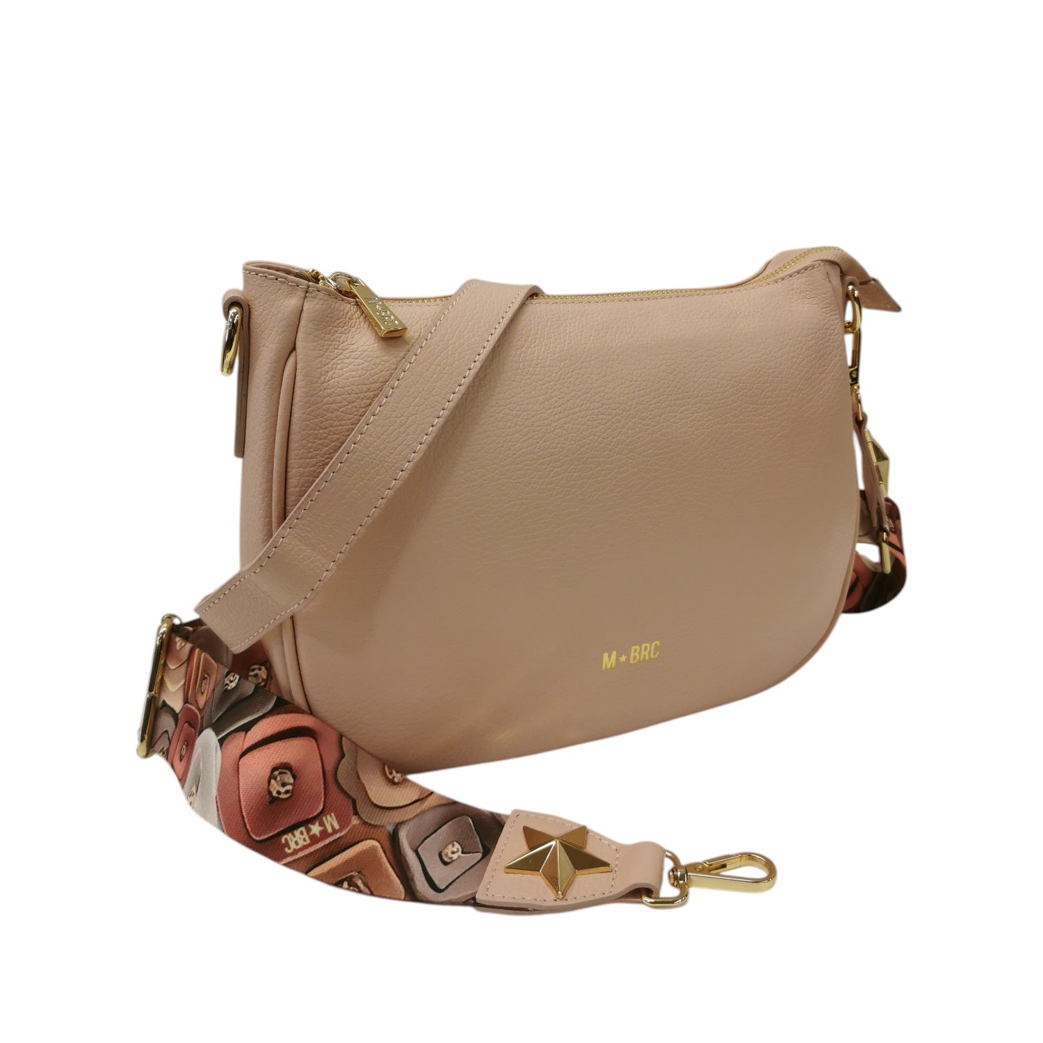 M Brc Borsa a Tracolla Donna Linea Obona in Pelle Cipria con Logo
