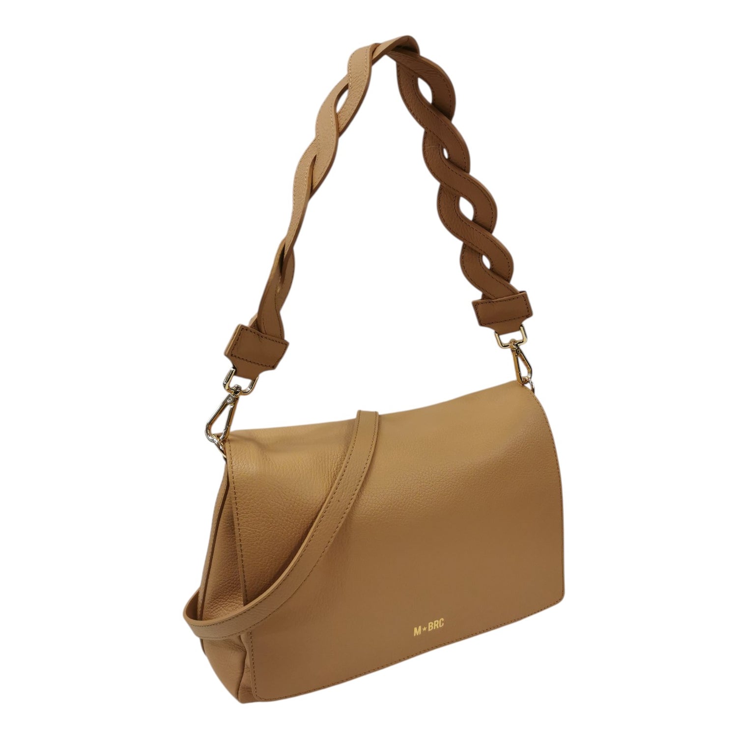 M Brc Borsa a Spalla Donna Linea Onda in Pelle Cammello con Tracolla