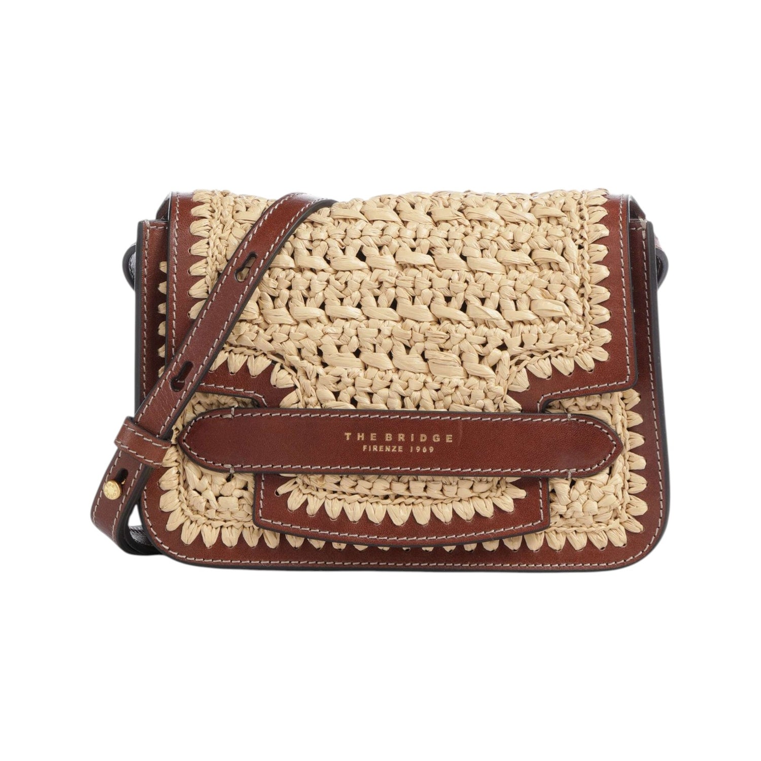 The Bridge Borsa a Tracolla Donna in Pelle e Paglia Cuoio