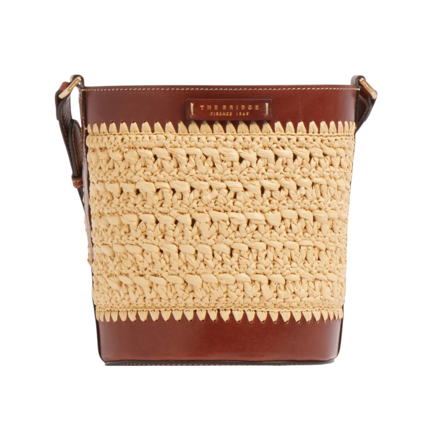 The Bridge Secchiello Donna in Pelle e Paglia Cuoio con Tracolla