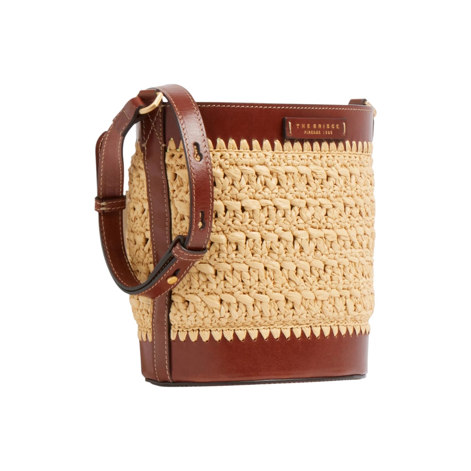 The Bridge Secchiello Donna in Pelle e Paglia Cuoio con Tracolla