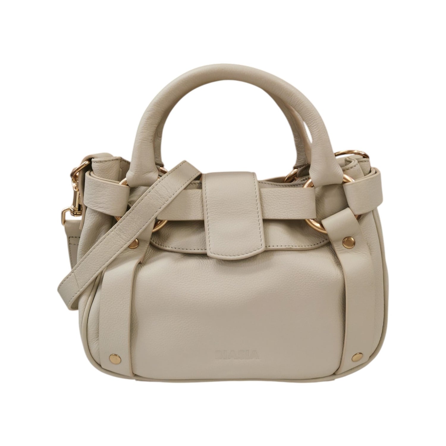 Biasia Borsa a Mano Donna in Pelle Bianco Sporco