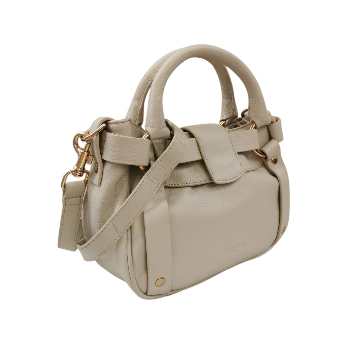 Biasia Borsa a Mano Donna in Pelle Bianco Sporco