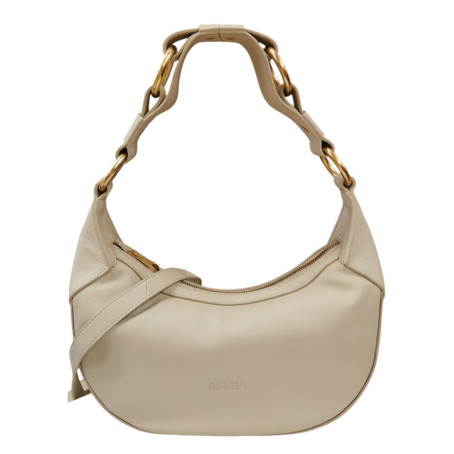 Biasia Mezzaluna Donna in Pelle Bianco Sporco con Tracolla