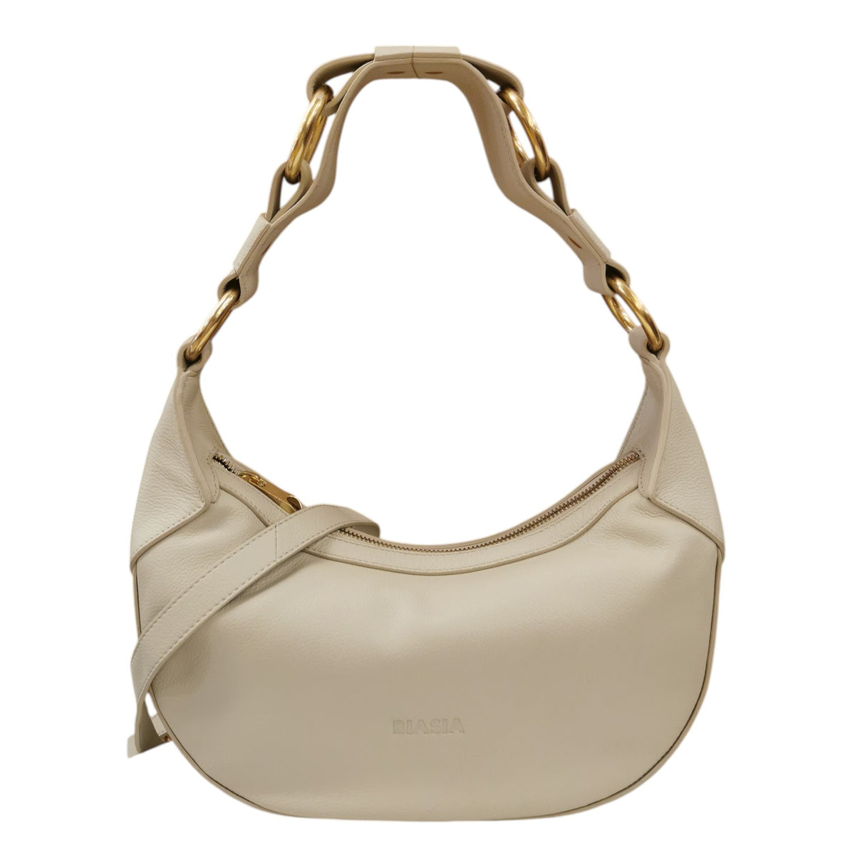Biasia Mezzaluna Donna in Pelle Bianco Sporco con Tracolla