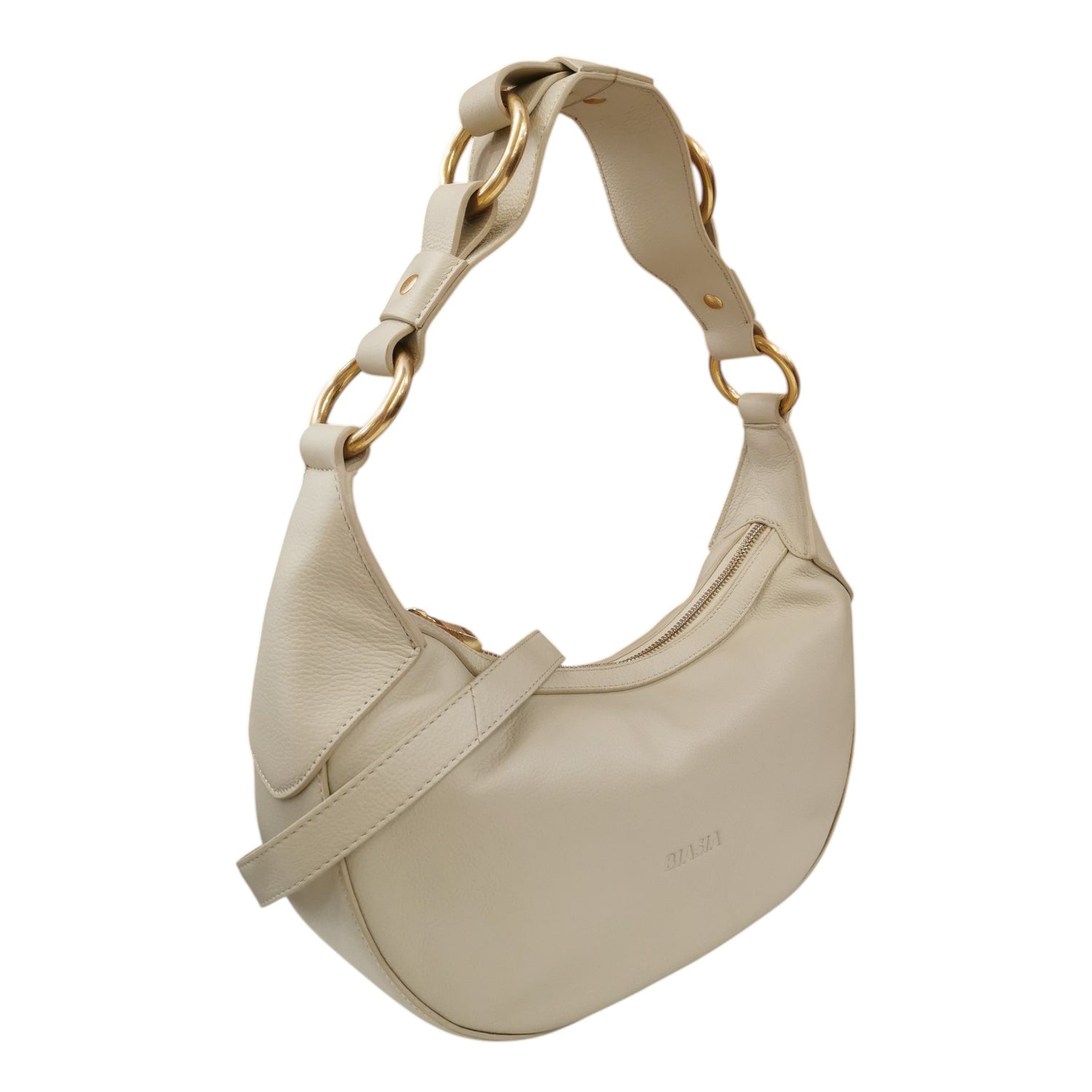 Biasia Mezzaluna Donna in Pelle Bianco Sporco con Tracolla