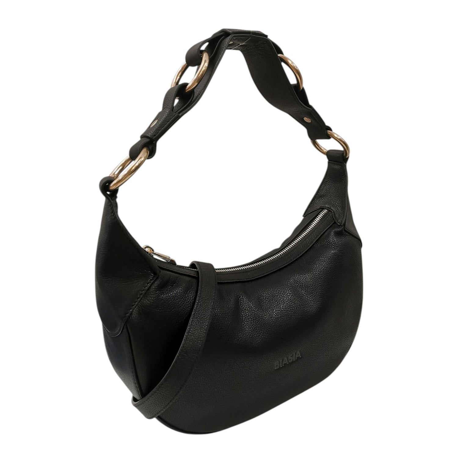 Biasia Mezzaluna Donna in Pelle Nera con Tracolla