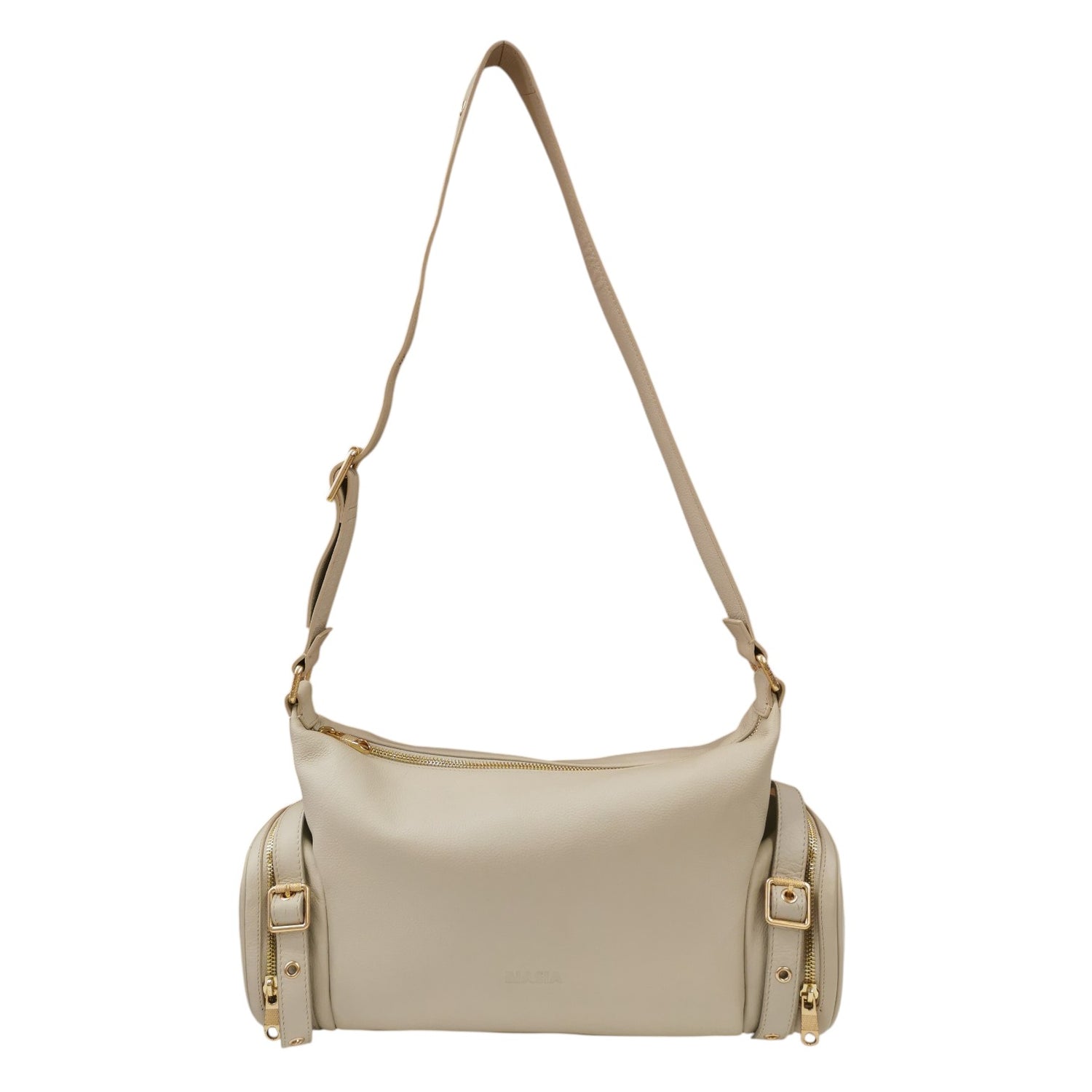 Biasia Borsa a Spalla Donna in Pelle Bianco Sporco con Manico Regolabile