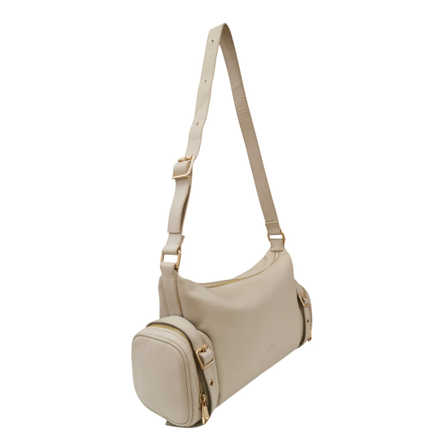 Biasia Borsa a Spalla Donna in Pelle Bianco Sporco con Manico Regolabile