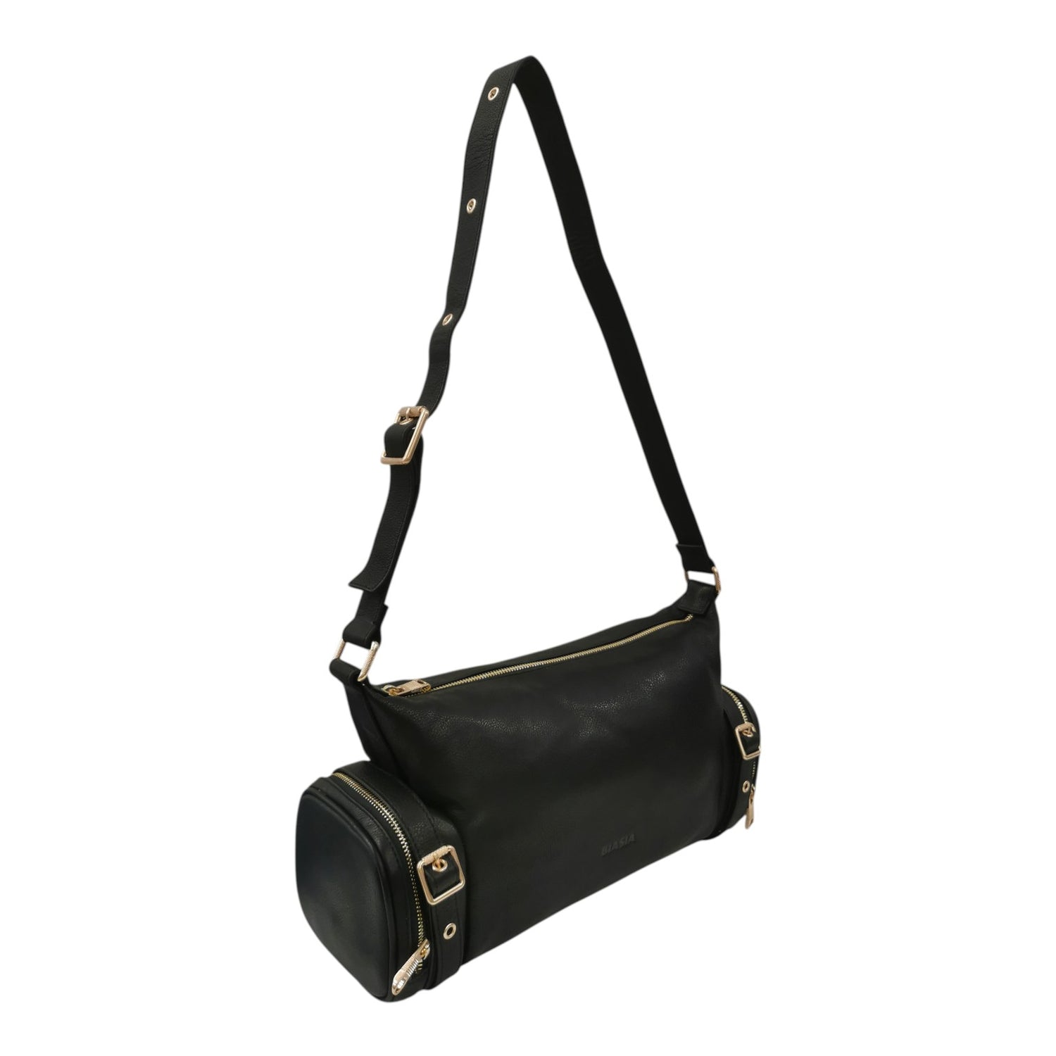 Biasia Borsa a Spalla Donna in Pelle Nera con Manico Regolabile