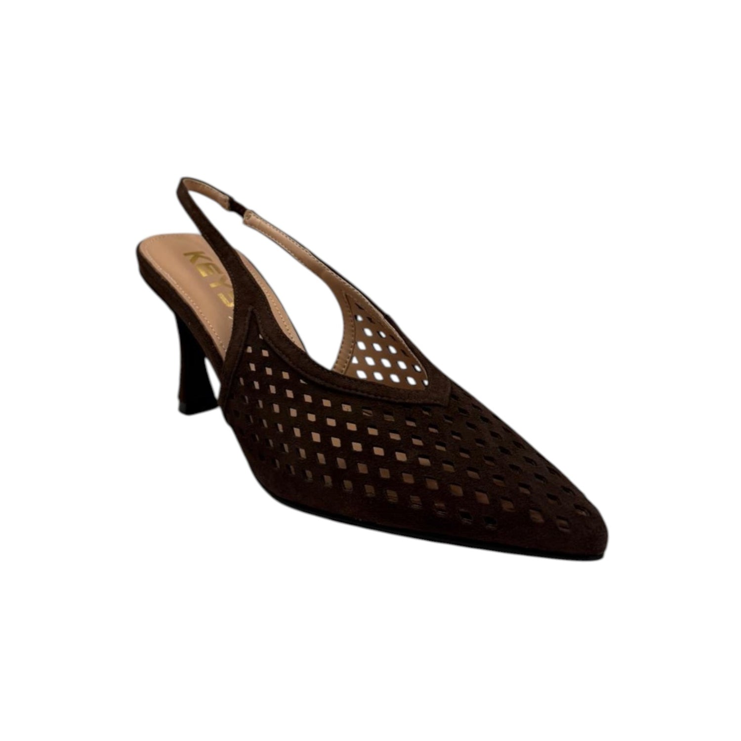 Keys Chanelle Donna in Camoscio Traforata Marrone con Tacco Alto 90mm