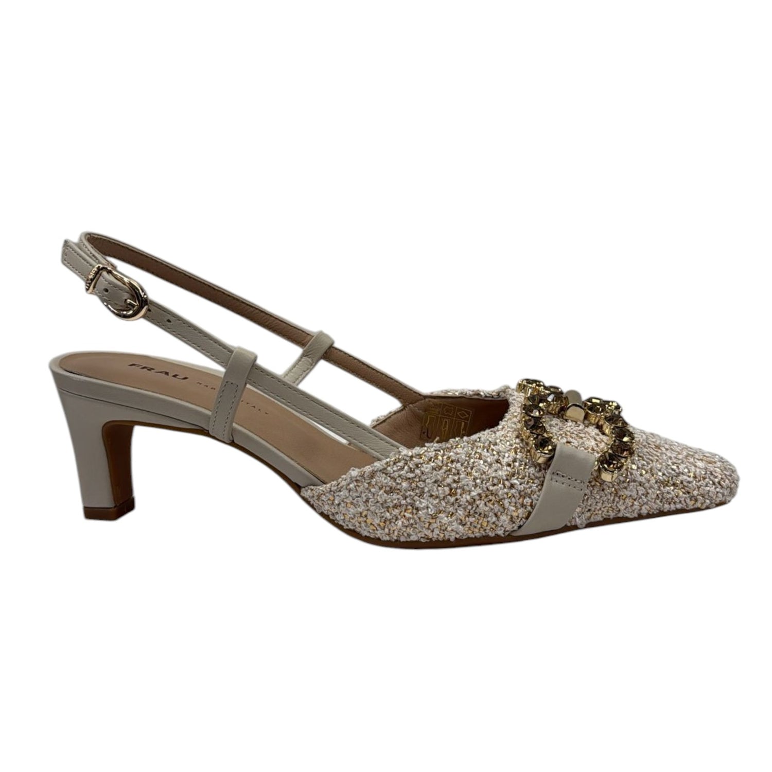 Frau Chanelle Donna in Tessuto e Pelle Oro Beige con Tacco Alto 65mm