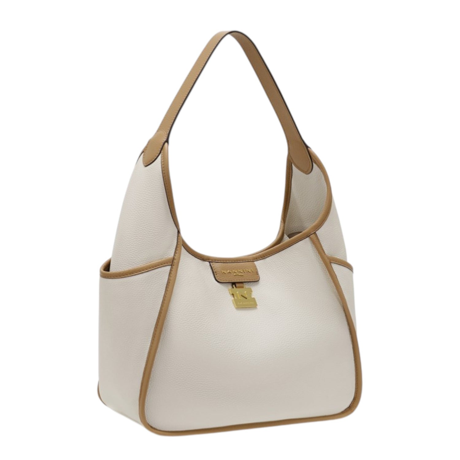 Nannini Firenze Donna Linea Fulvia in Pelle Bianca Sporco Cognac con Pochette