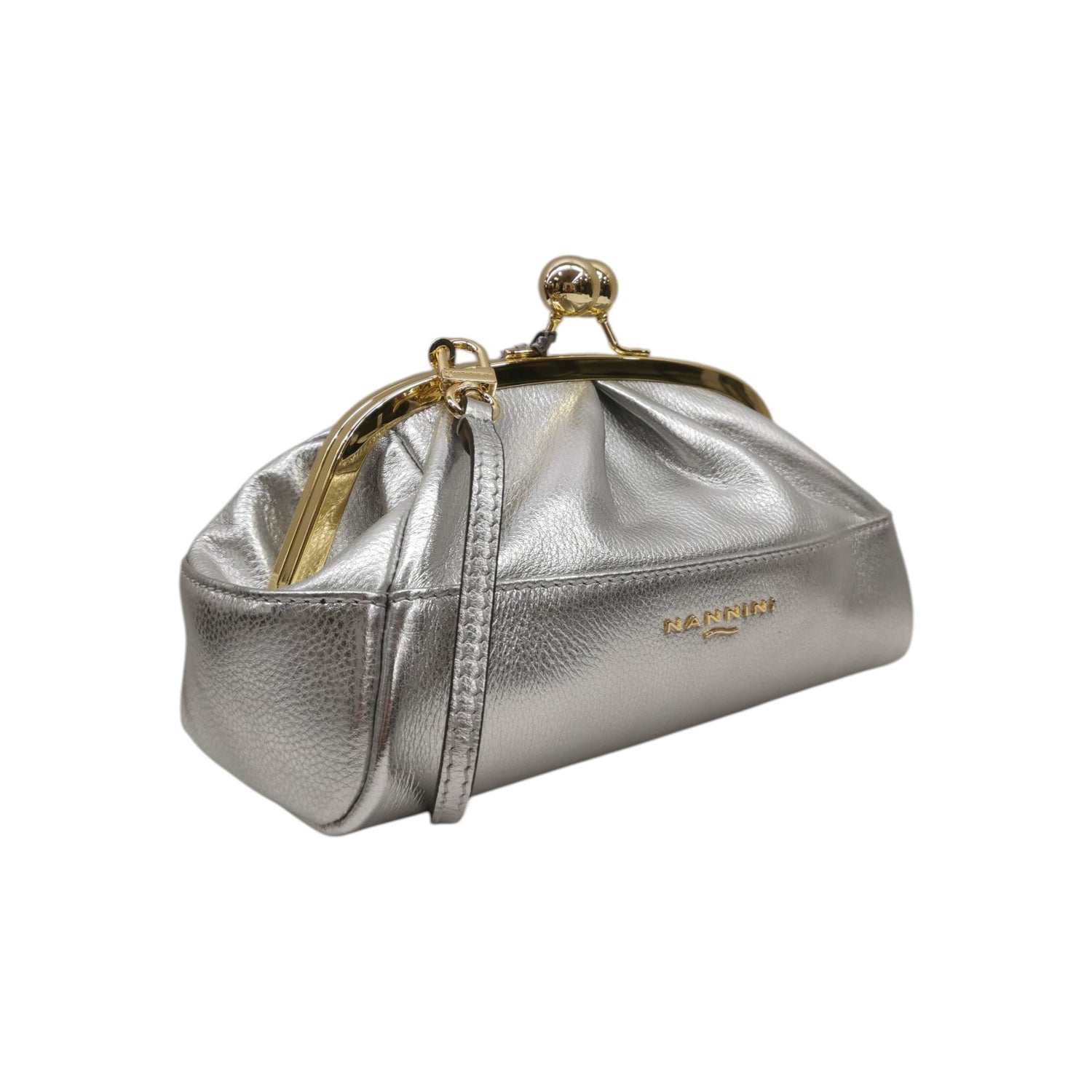 Nannini Firenze Pochette Donna Linea Junia in Pelle Argento con Tracolla
