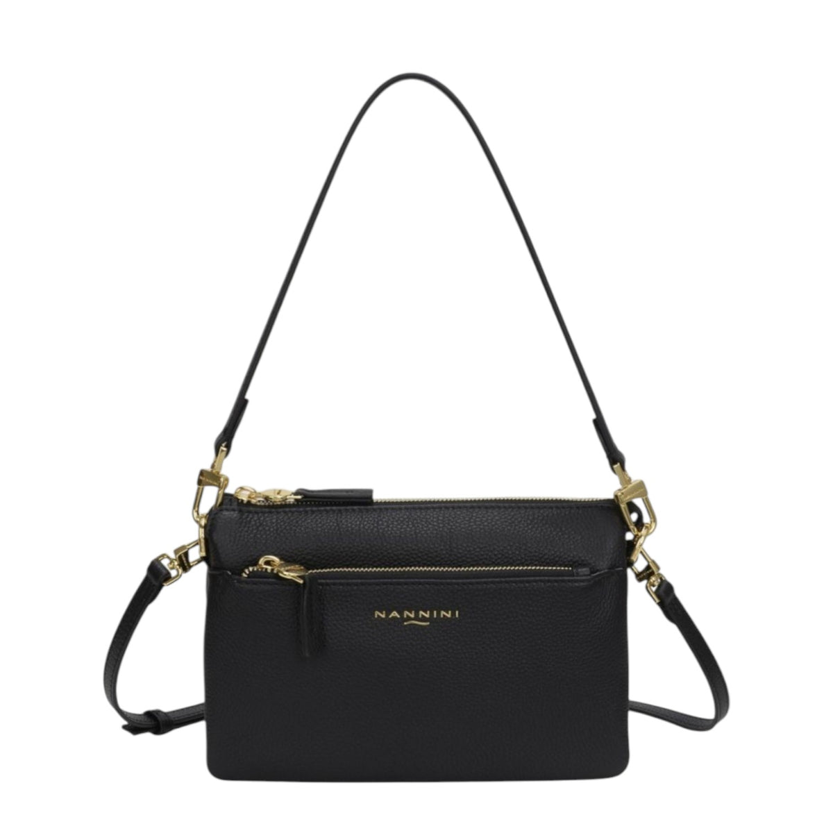 Nannini Firenze Borsa a Spalla Donna Linea Keira in Pelle Nera con Tre Scomparti