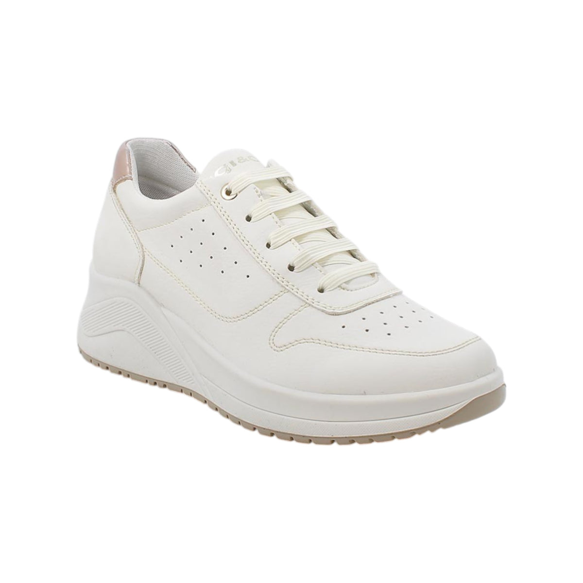 Igi&Co Sneakers Donna in Ecopelle Bianca con Zeppa e Dettaglio Laminato