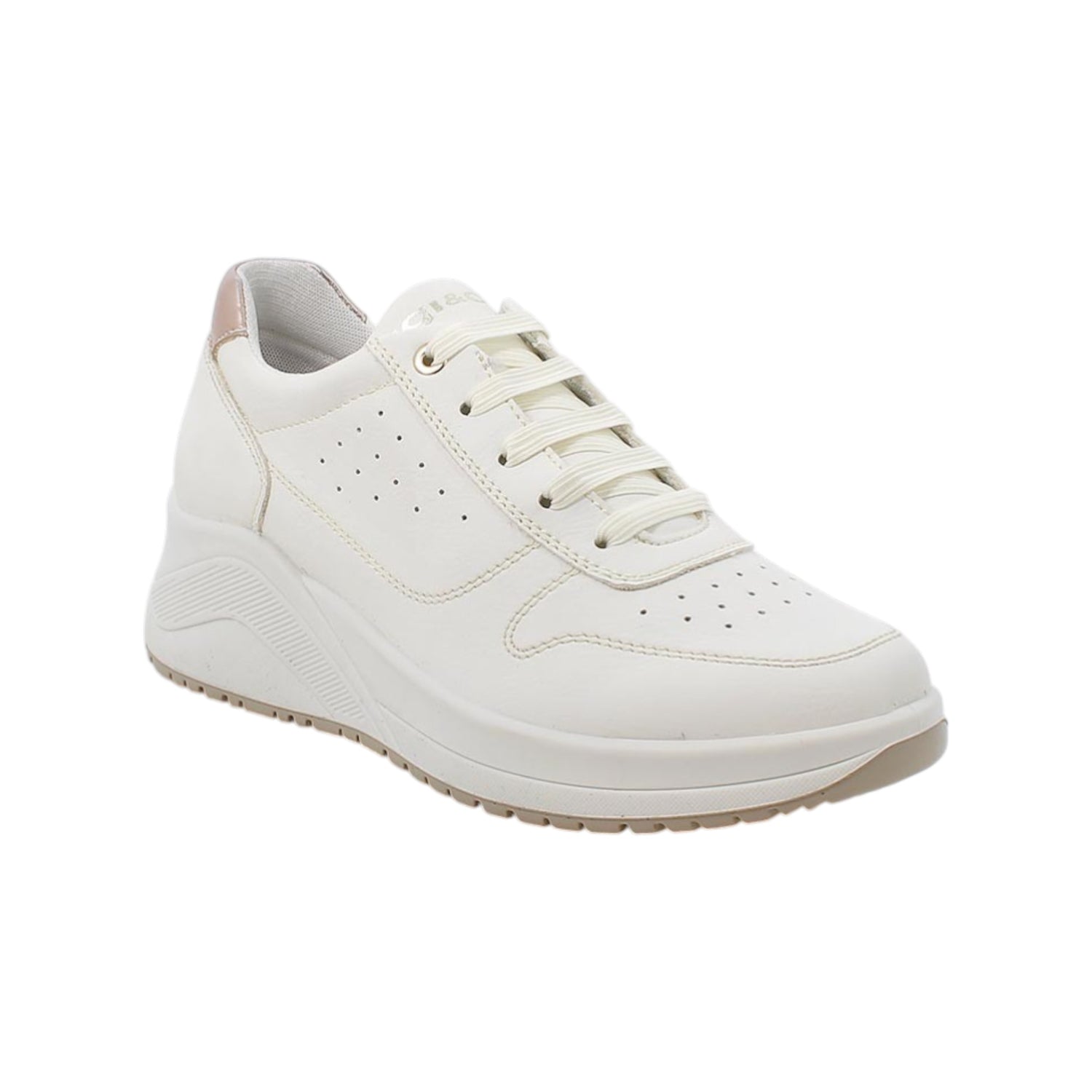 Igi&Co Sneakers Donna in Ecopelle Bianca con Zeppa e Dettaglio Laminato