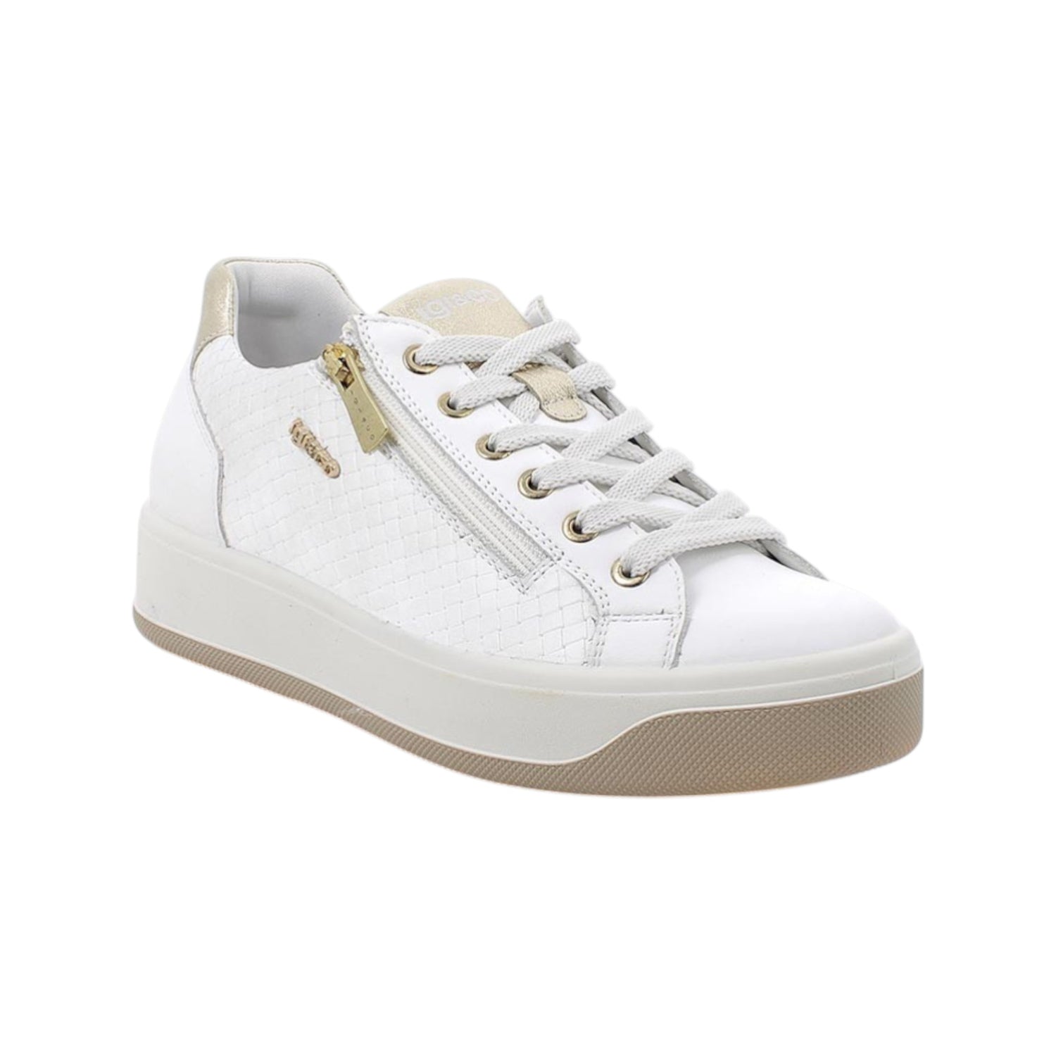 Igi&Co Sneakers Donna Bianca Intrecciata con Lacci e Zip