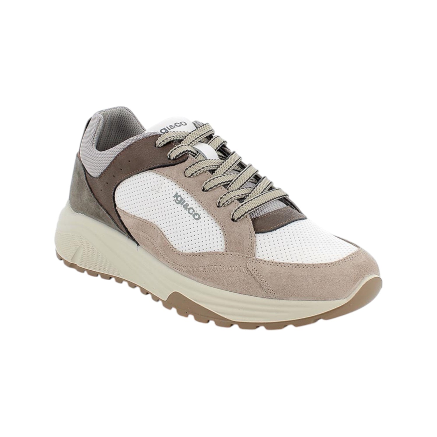 Igi&Co Sneakers Uomo in Pelle e Camoscio Beige Bianco