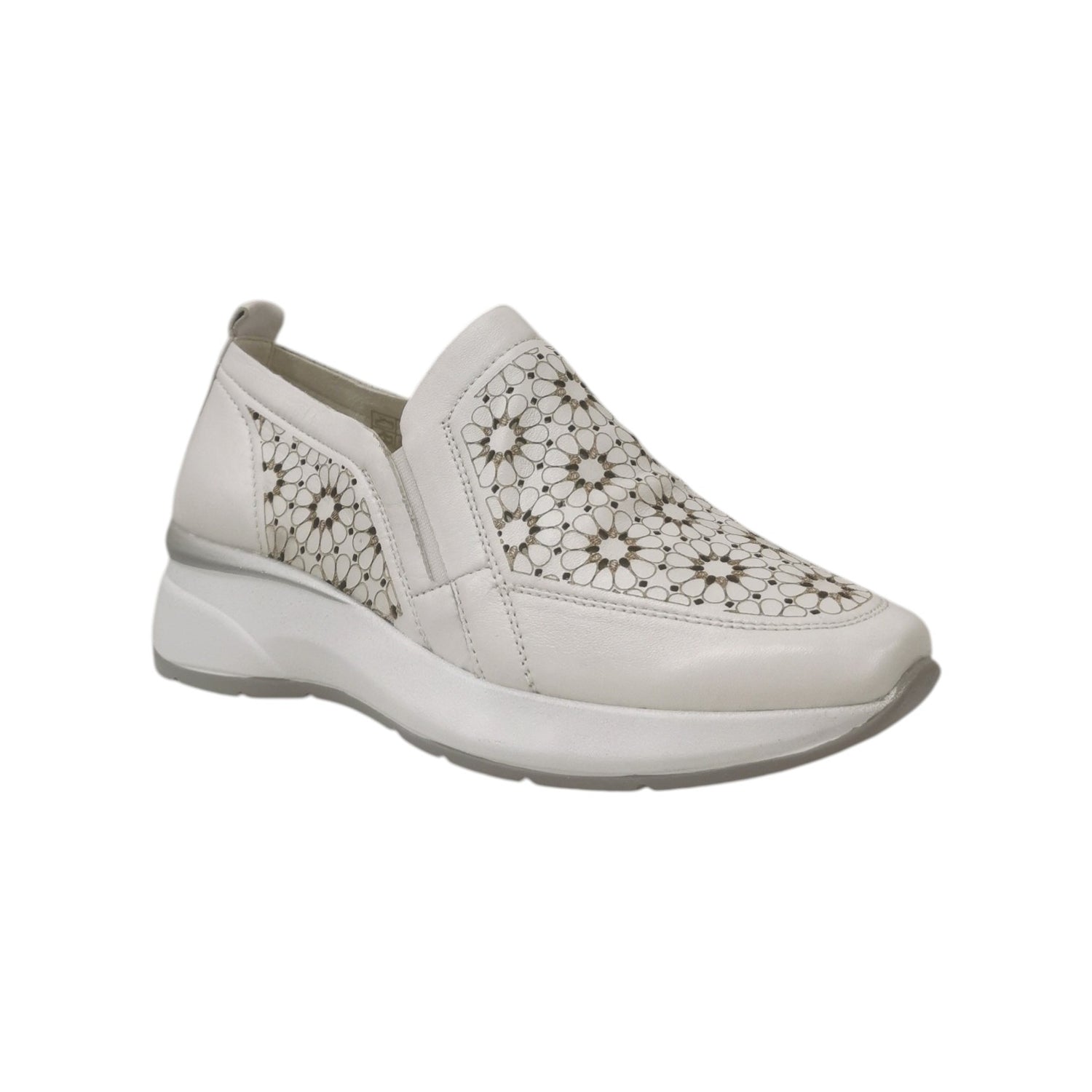 Susimoda Mocassino Donna in Pelle Bianca con Lavorazione Floreale