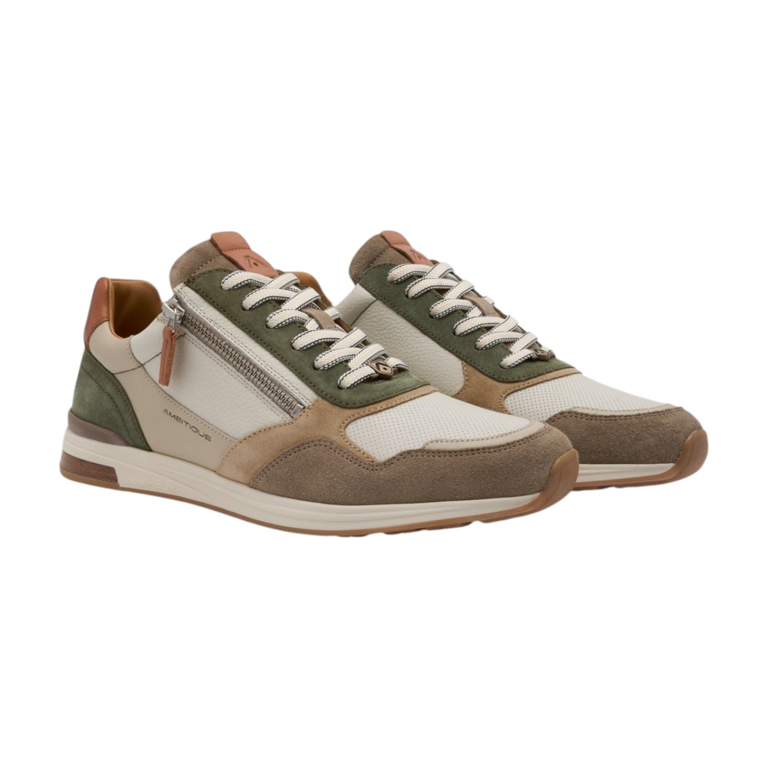 Ambitious Sneakers Uomo in Pelle e Camoscio Verde Tortora