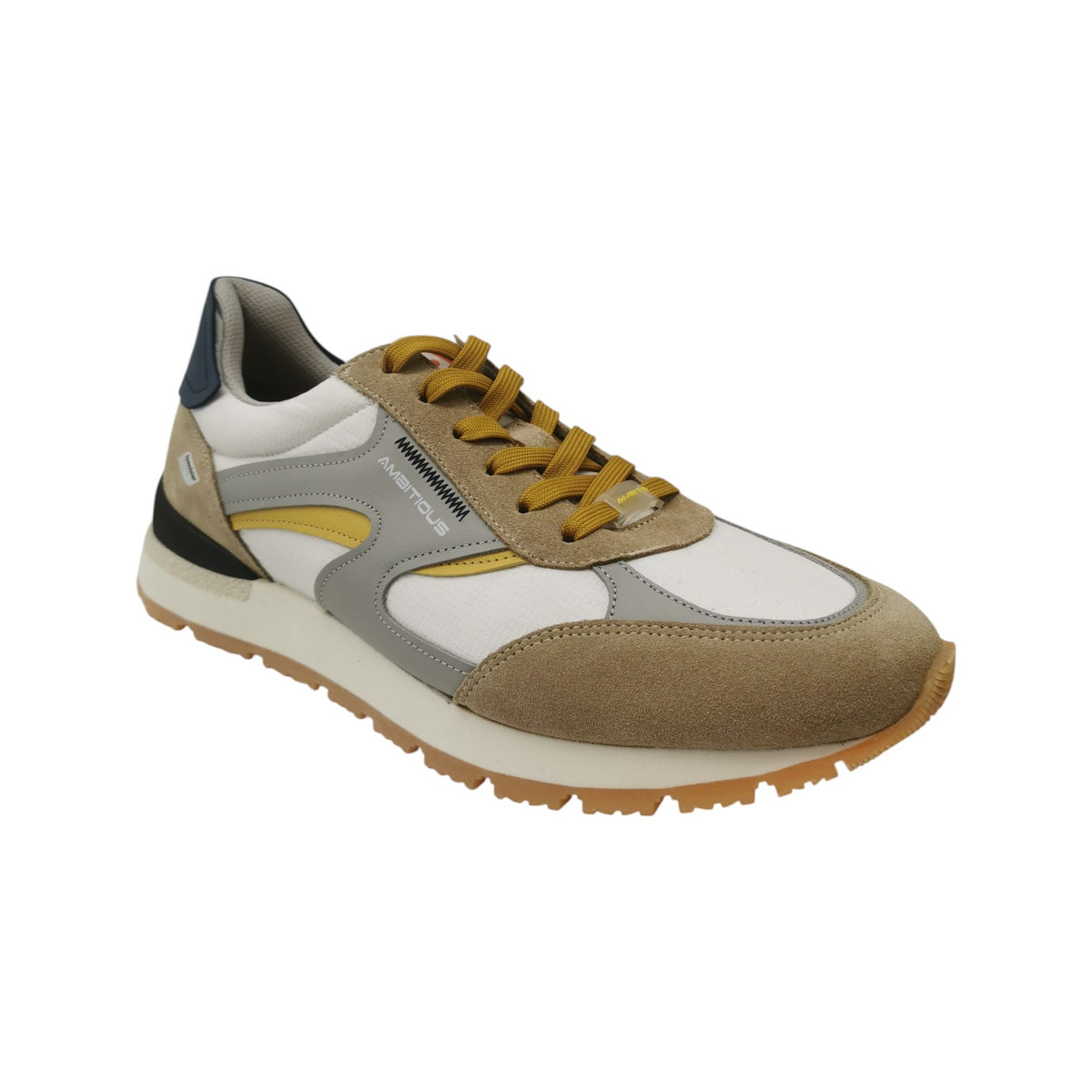Ambitious Sneakers Uomo in Camoscio e Tessuto Sabbia Bianco