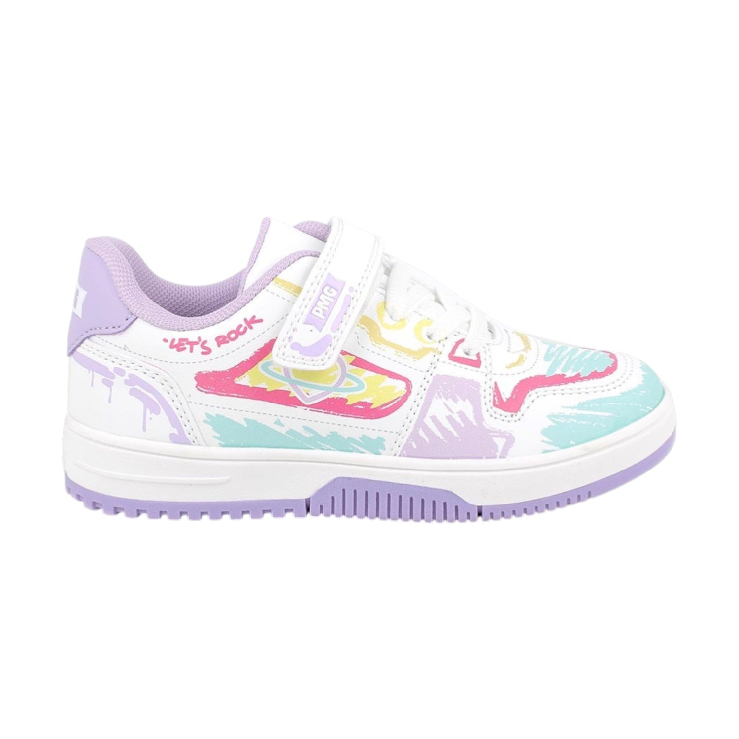 Primigi Sneakers Bambina in Ecopelle Bianca Viola con Strappo