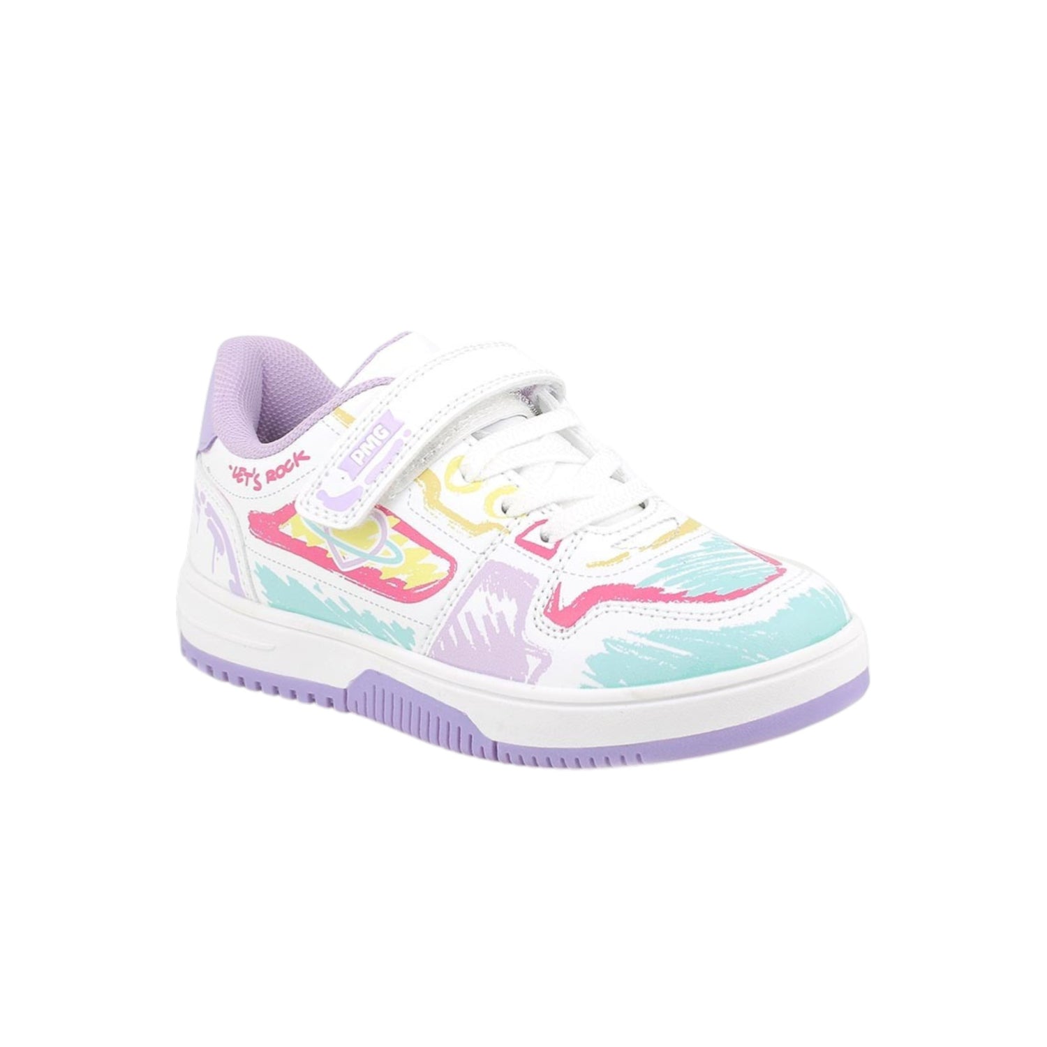 Primigi Sneakers Bambina in Ecopelle Bianca Viola con Strappo