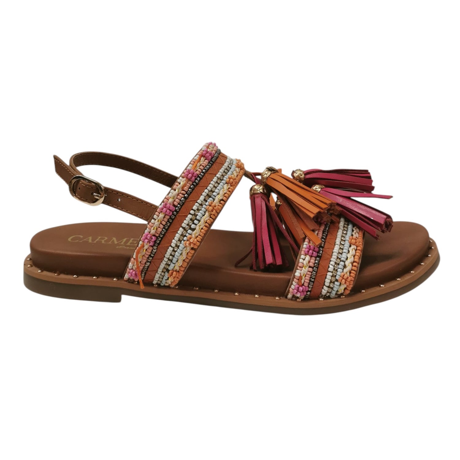 Carmela Sandalo Donna Cammello con Perline e Frange