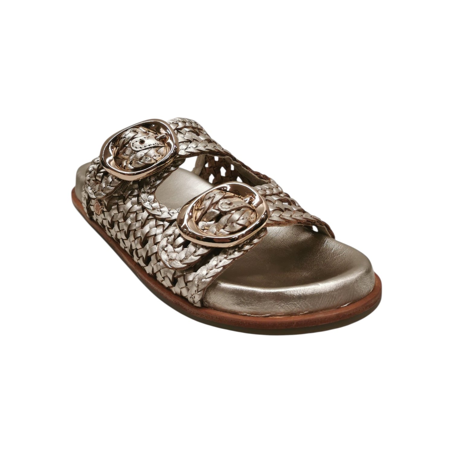 Carmela Ciabatta Donna in Pelle Intrecciata Oro