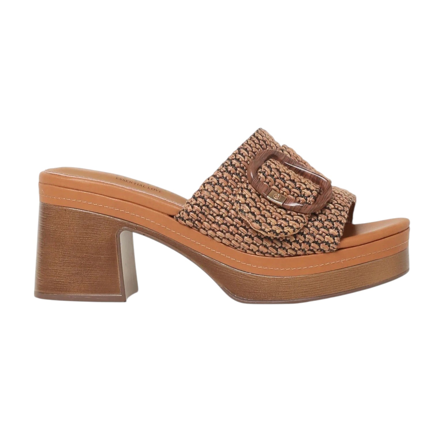 Carmela Scalzato Donna in Raffia Cammello con Plateau e Tacco Largo 60mm