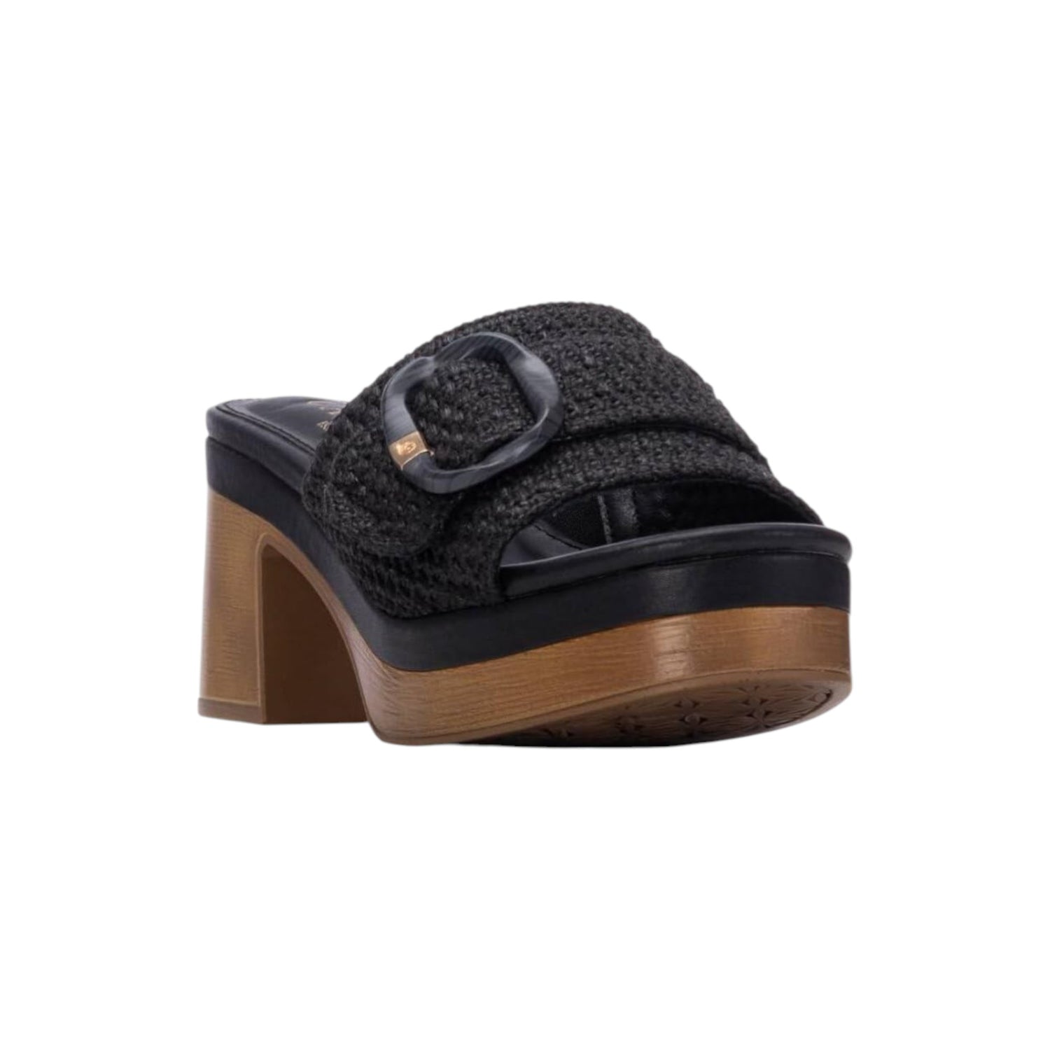 Carmela Scalzato Donna in Raffia Nero con Plateau e Tacco Largo 60mm