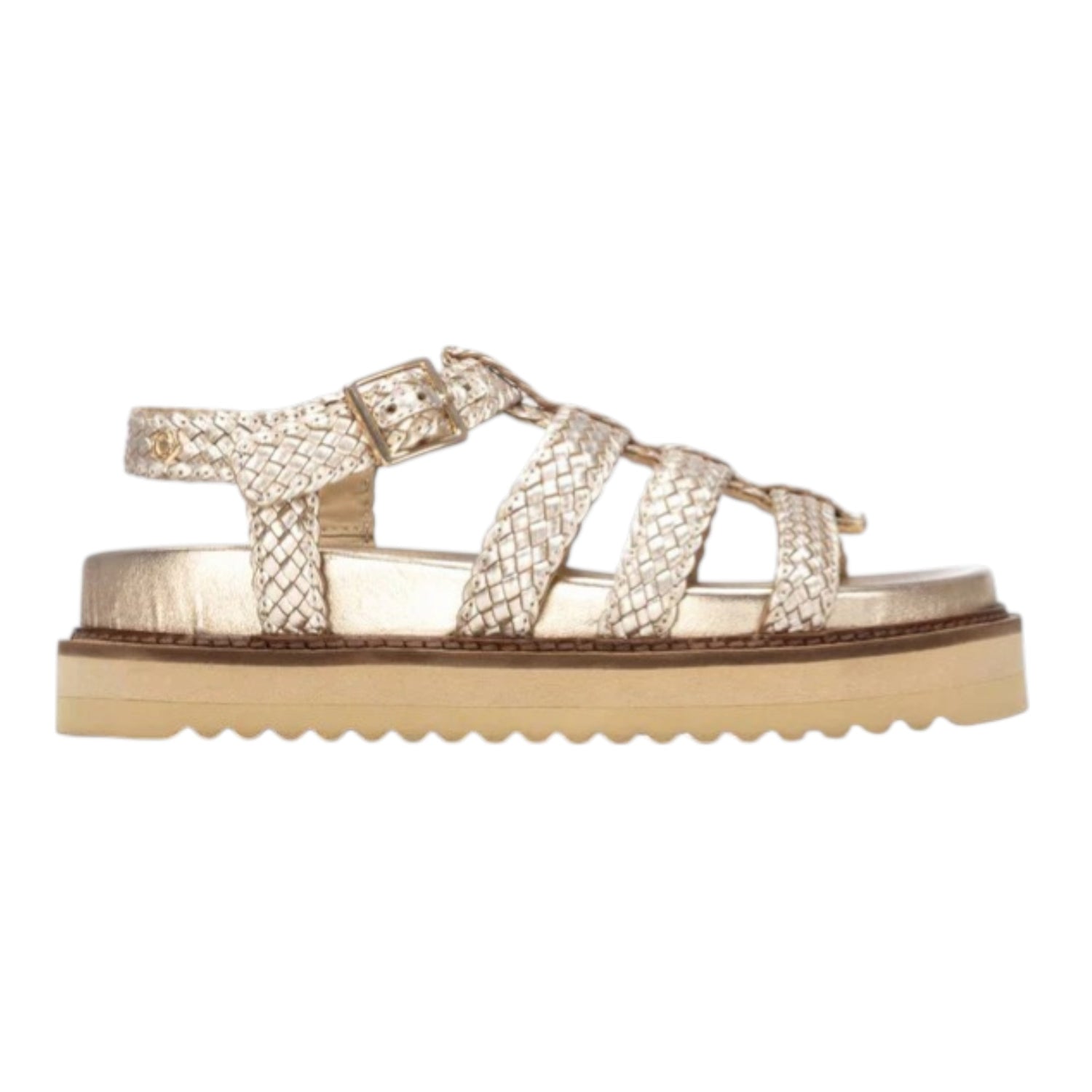 Carmela Sandalo Platform Donna in Pelle Intrecciata Oro