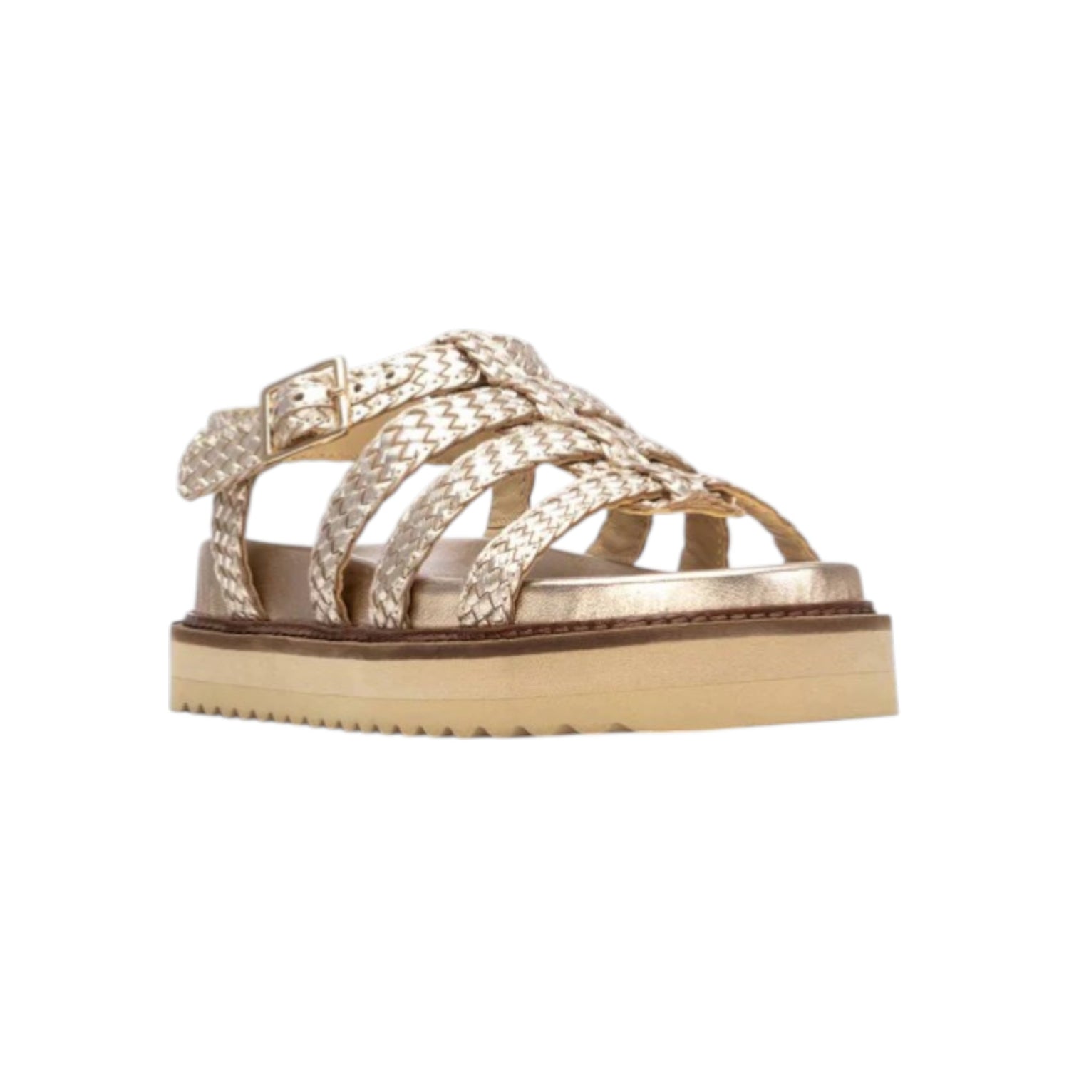 Carmela Sandalo Platform Donna in Pelle Intrecciata Oro